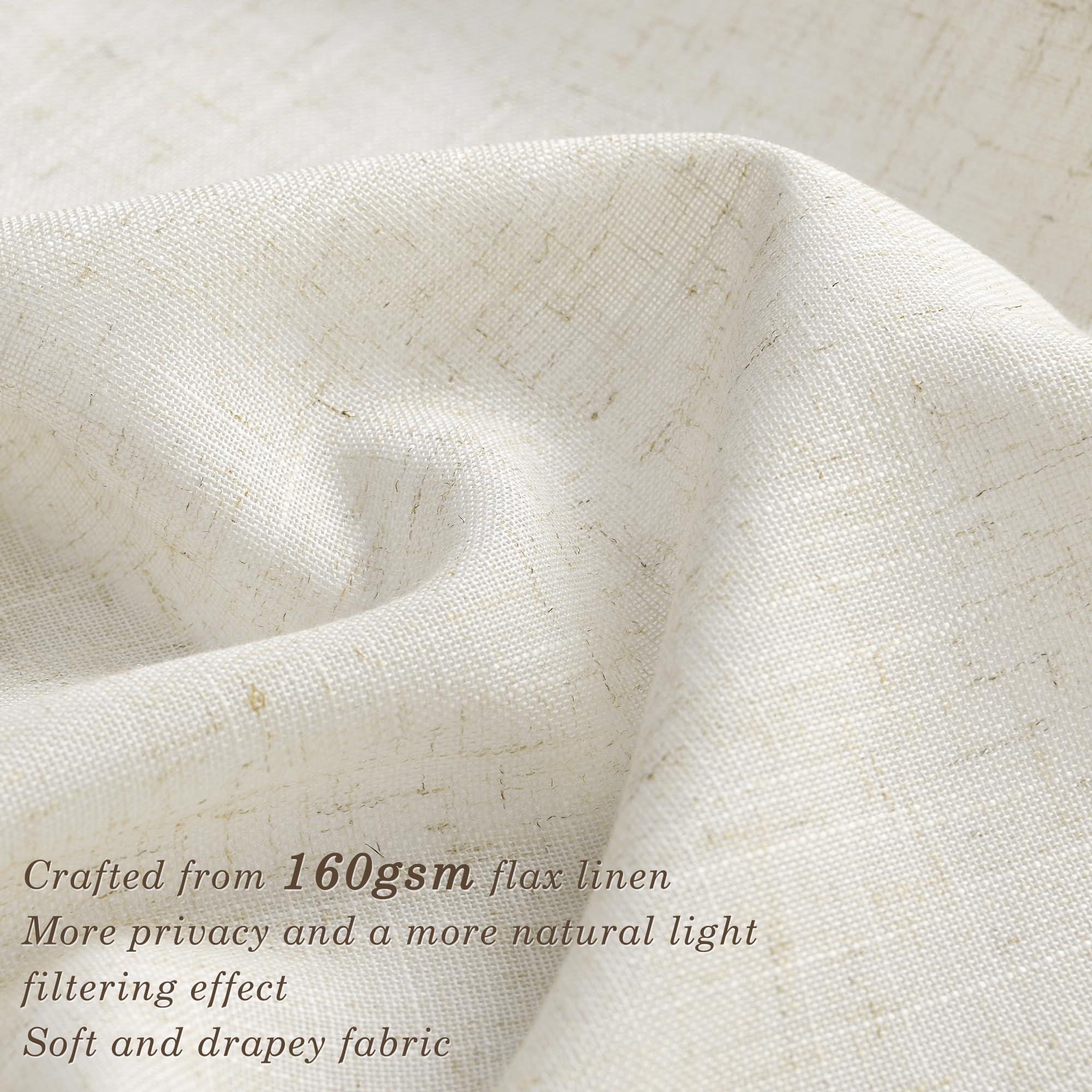 Jowels Natural Cream Linen Curtains 84 Inch Length 2 Panels for Living Room Bedroom, Light Filtering Sheer Curtains 84 Inches, Modern Farmhouse Grommet Semi Sheer Soft Privacy Drapes - Image 4