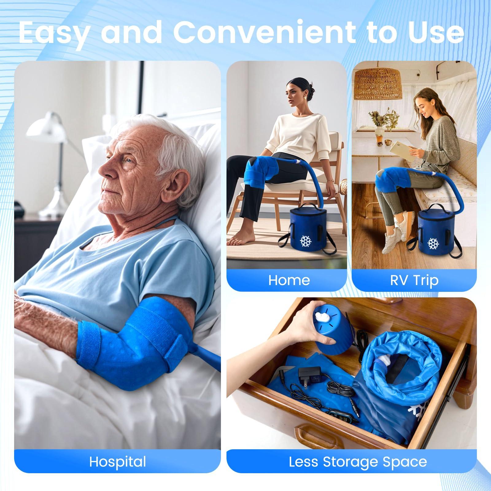 GALINAND Cold Therapy Machine, Ice Machine for Knee Care After-Surgery, Knee Replacement Recovery Equipment Aids Pack, Cryotherapy System w/Compression Wrap Pad for Ankle, Foot, ACL Relief - Image 7