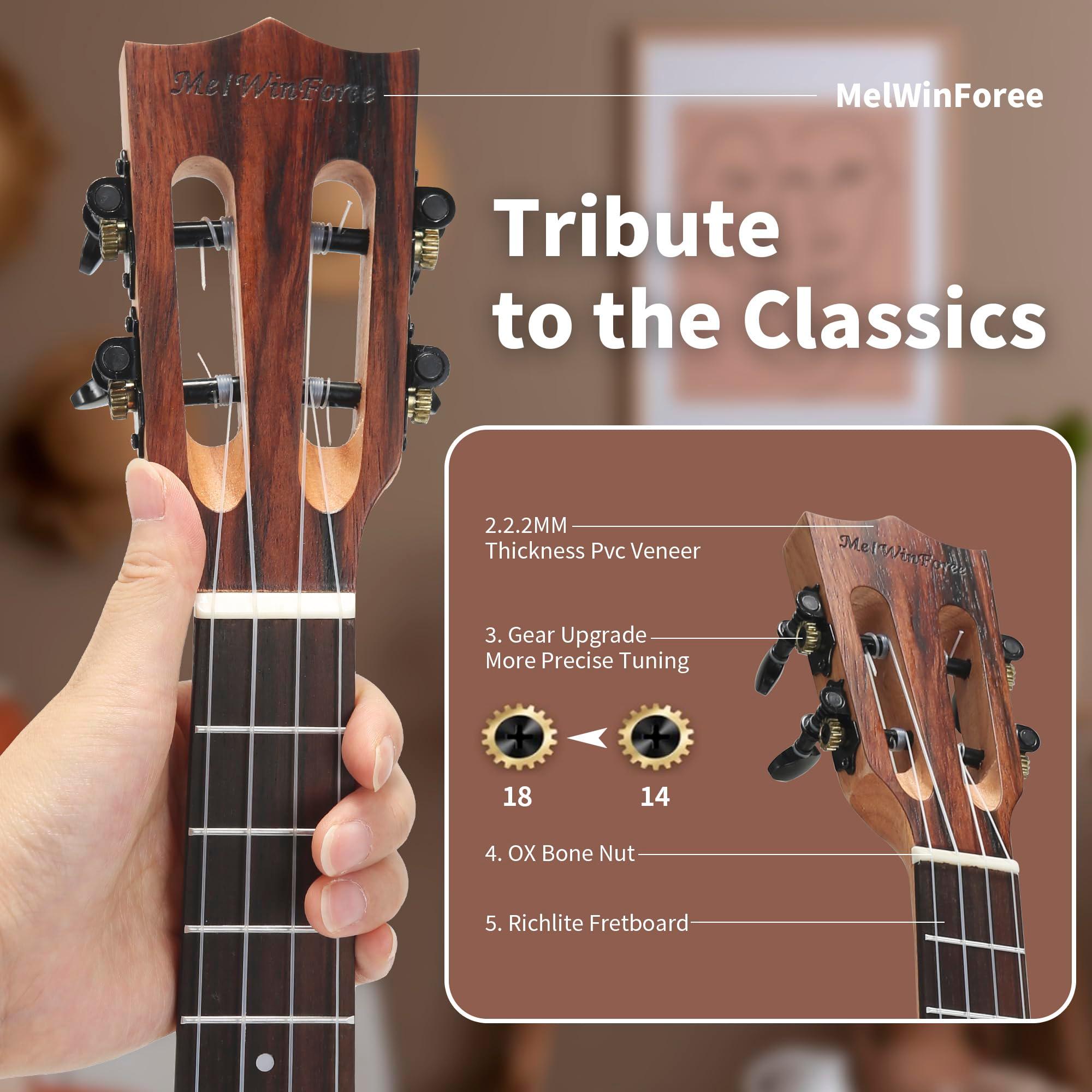 MelWinForee 26-Inch Electric Ukulele Beginner Bundle – Left-Handed Friendly with Amp, Gig Bag, and Accessories - Image 5