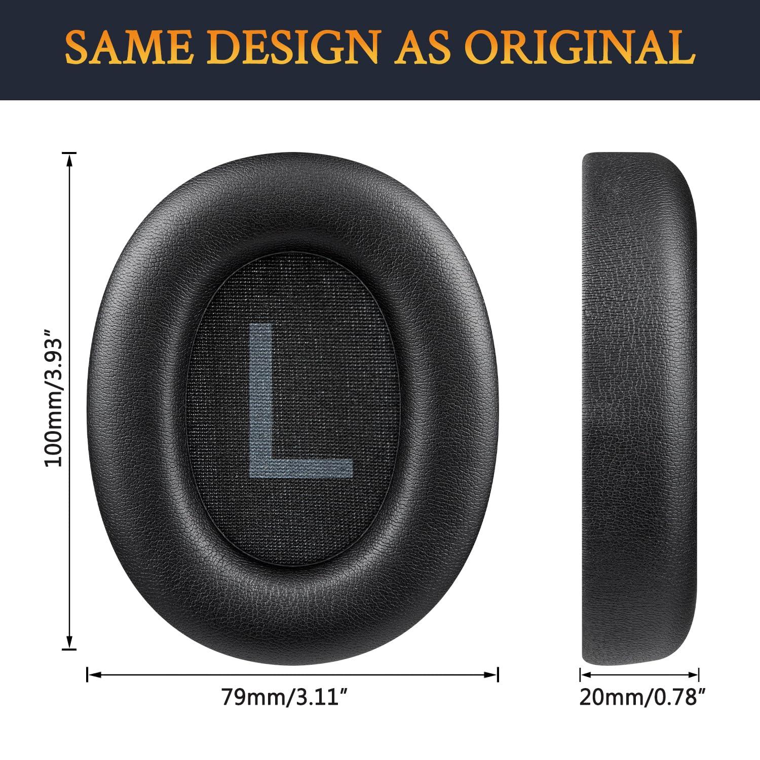 SOULWIT Earpads for TOZO HT2/HT 2 Headphones, Ear Pads Cushions with Softer Protein Leather, Noise Isolation Foam - Black - Image 3