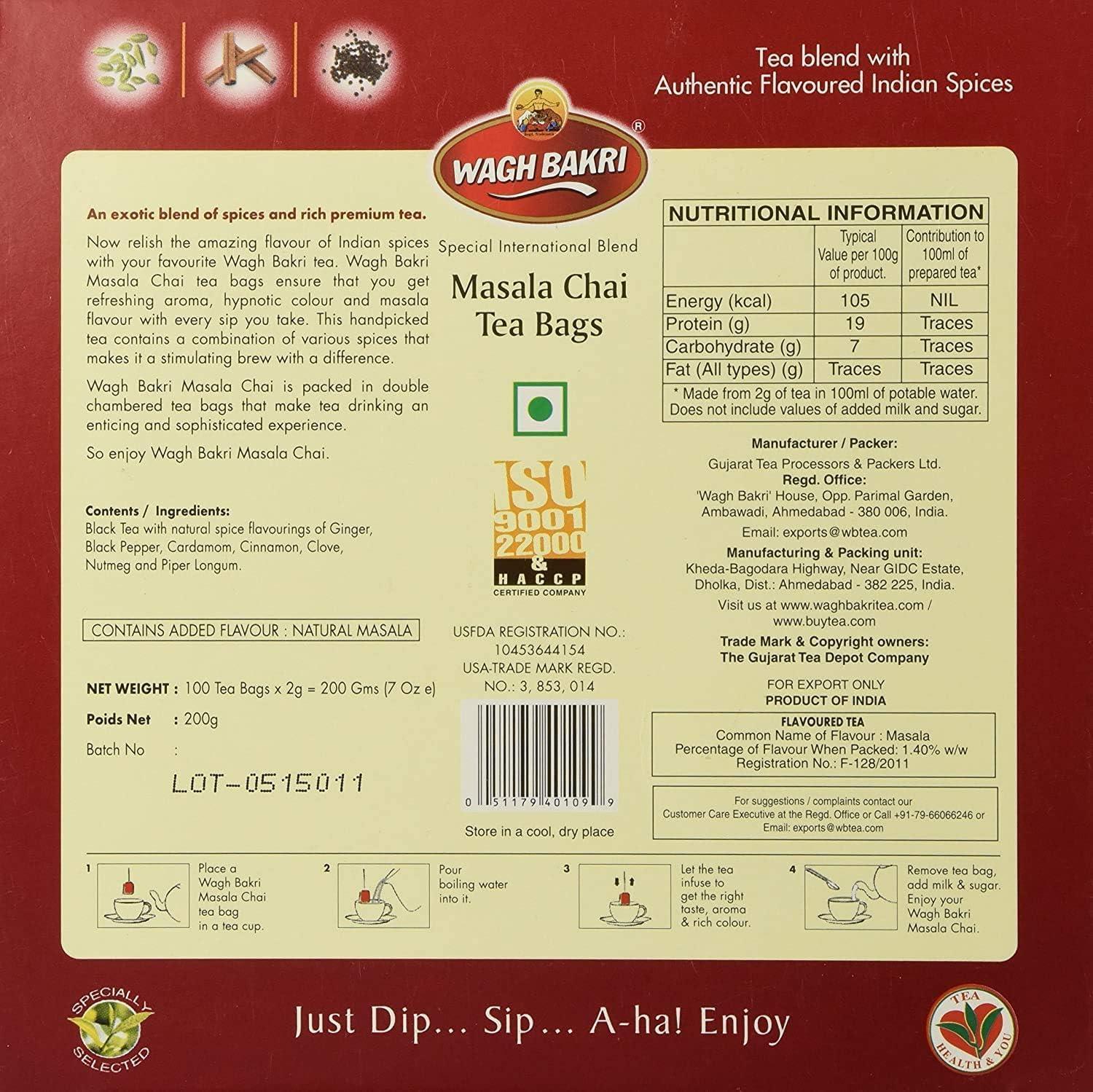 Wagh Bakri Masala Chai 100'S (Pack of 2) - Image 2