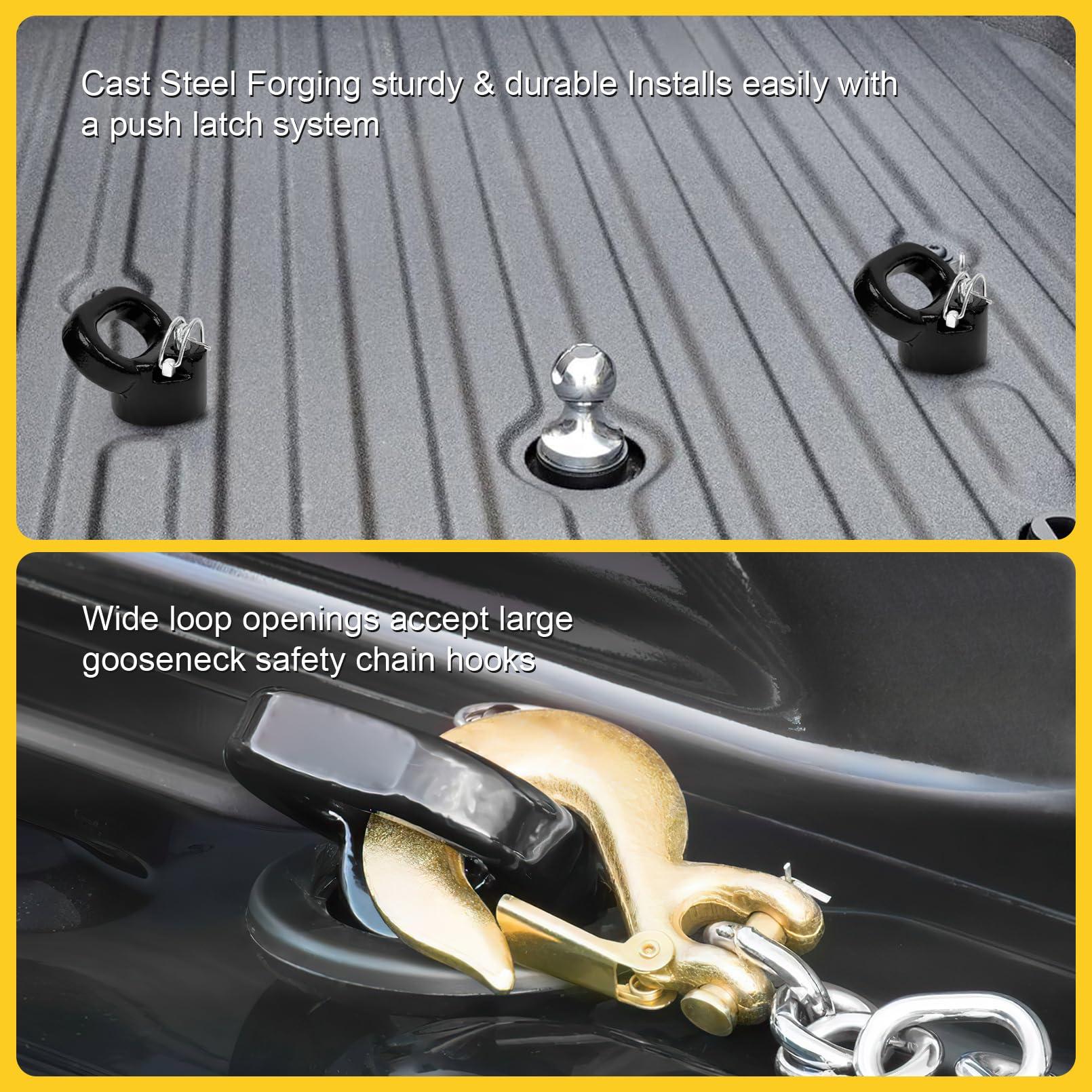 60618 Puck System 38000 LBS Gooseneck Hitch Ball Kit - Compatible with 2013-2024 Dodge RAM 2500 3500 - 2-5/16 Inch Gooseneck Ball for Truck Bed with 2 Pack Safety Chain Anchors - Image 4