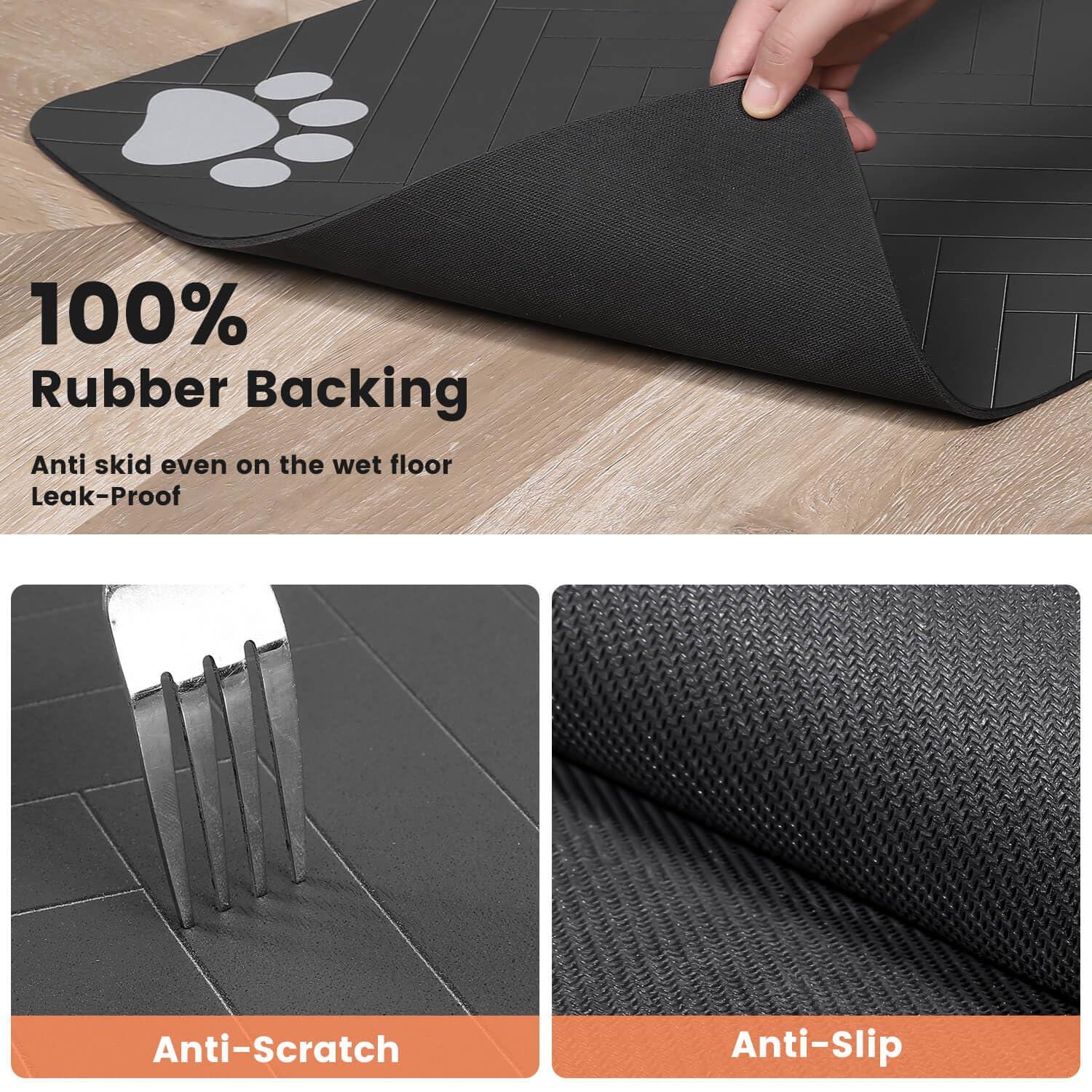Pet Feeding Mat-Absorbent Pet Placemat for Food and Water Bowl, with Waterproof Rubber Backing, Quick Dry Water Dispenser Mat for Dog and Cat (12"x20", Striped Dark Gray) - Image 5