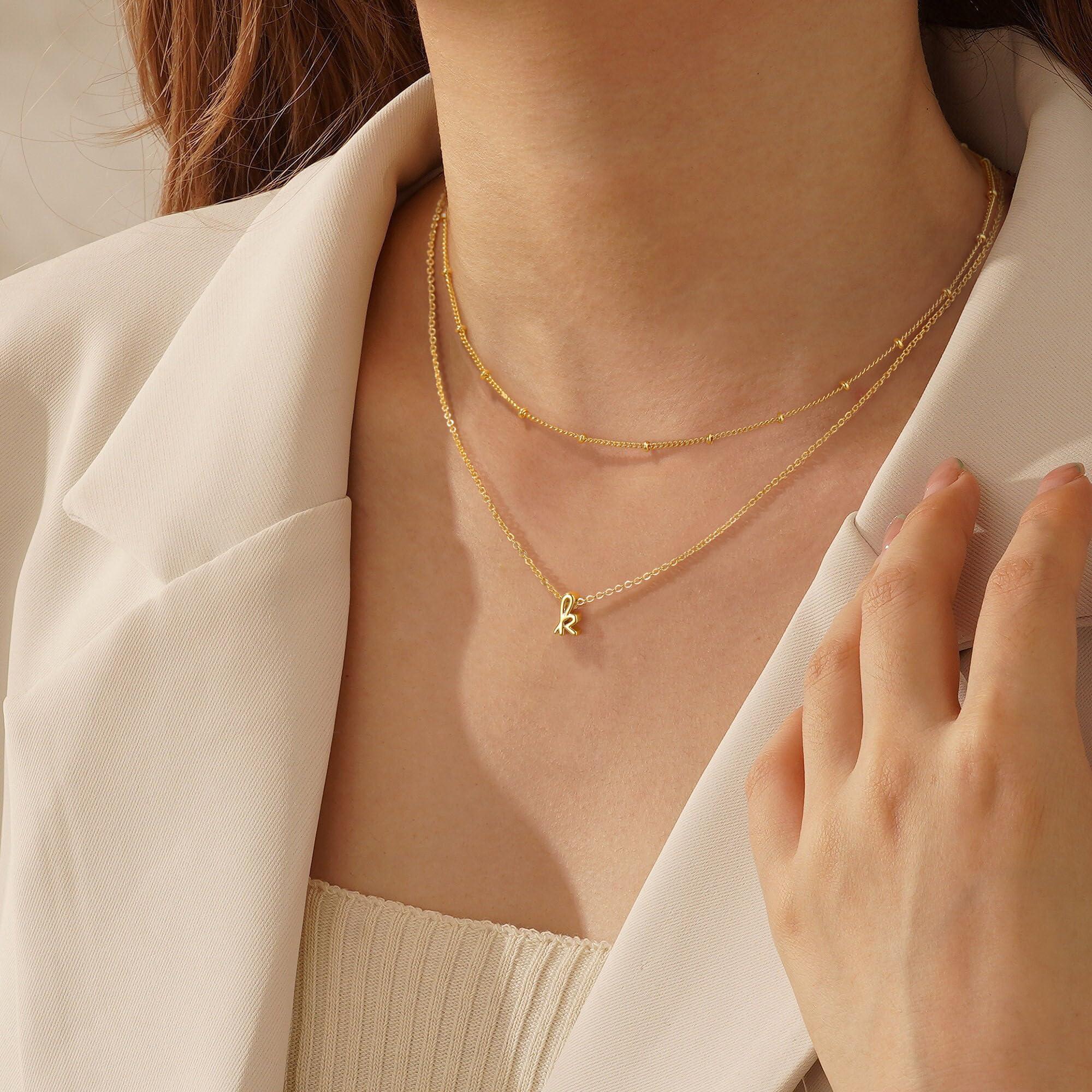 Yoosteel Layered Initial Necklaces for Women Teen Girls Trendy - Dainty Gold/Silver Letter A-Z Stack Initial Necklace Birthday Personalized Gifts for Women Jewelry - Image 3