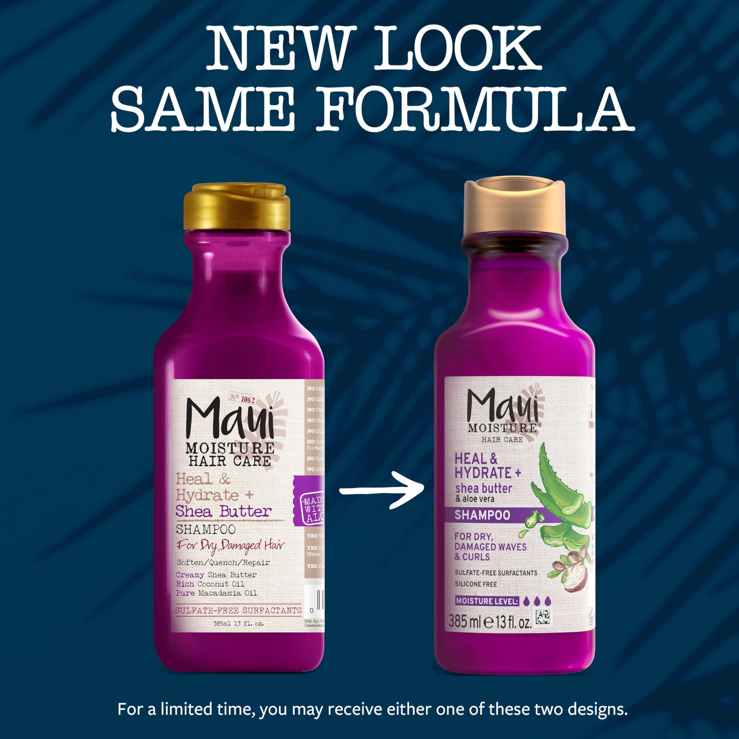 Maui Moisture Heal & Hydrate + Shea Butter Shampoo to Repair & Deeply Moisturize Tight Curly Hair with Coconut & Macademia Oils, Vegan, Silicone, Paraben & Sulfate-Free, 13 fl oz - Image 2