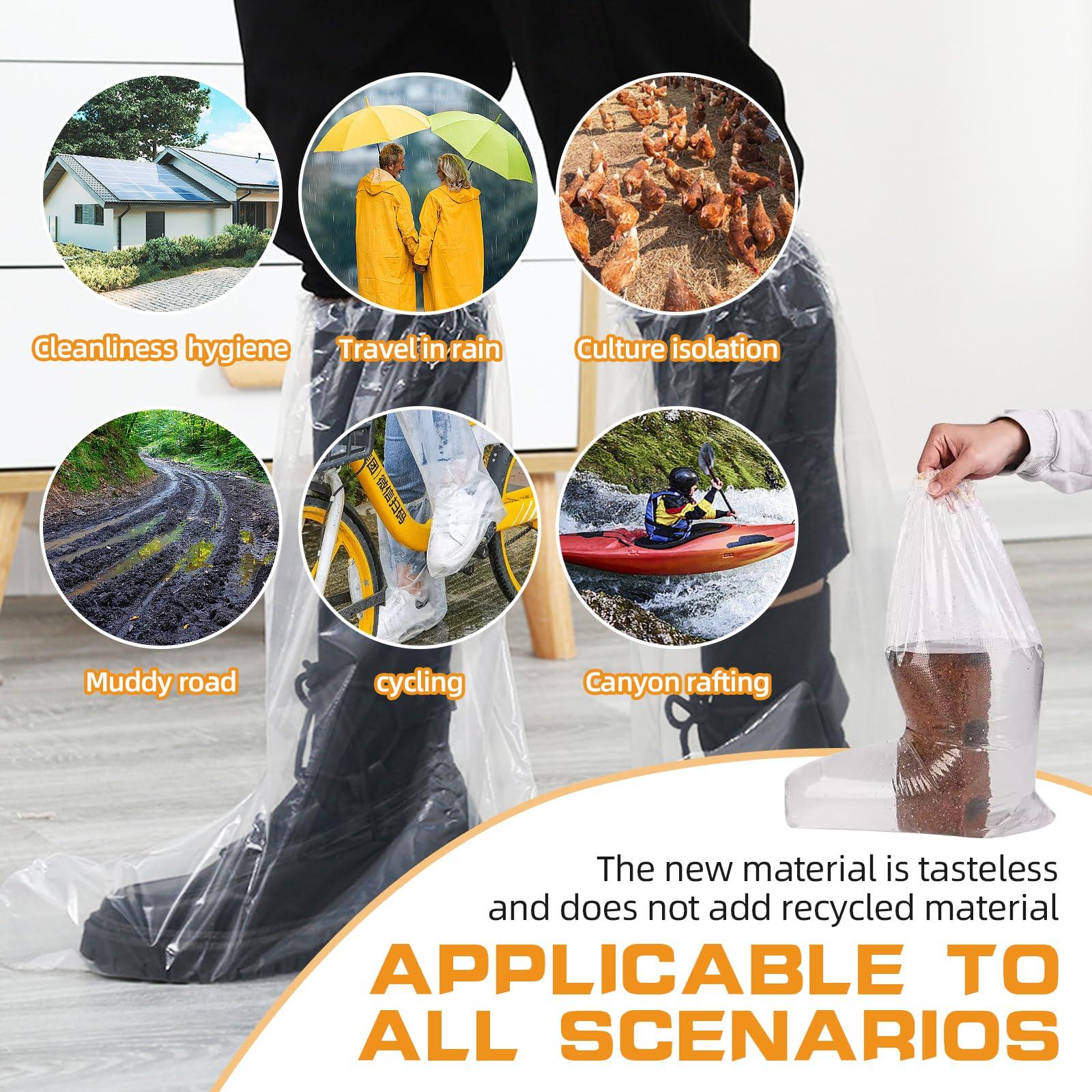 100 Pcs Disposable Thicker Boot and Shoe Covers,19 inch Tall Large,Waterproof Anti-Slip Overshoe (50 Pairs),Outdoor Indoors Overshoes, Fit Up To Men's 11 & Women's 13 (Clear) - Image 7