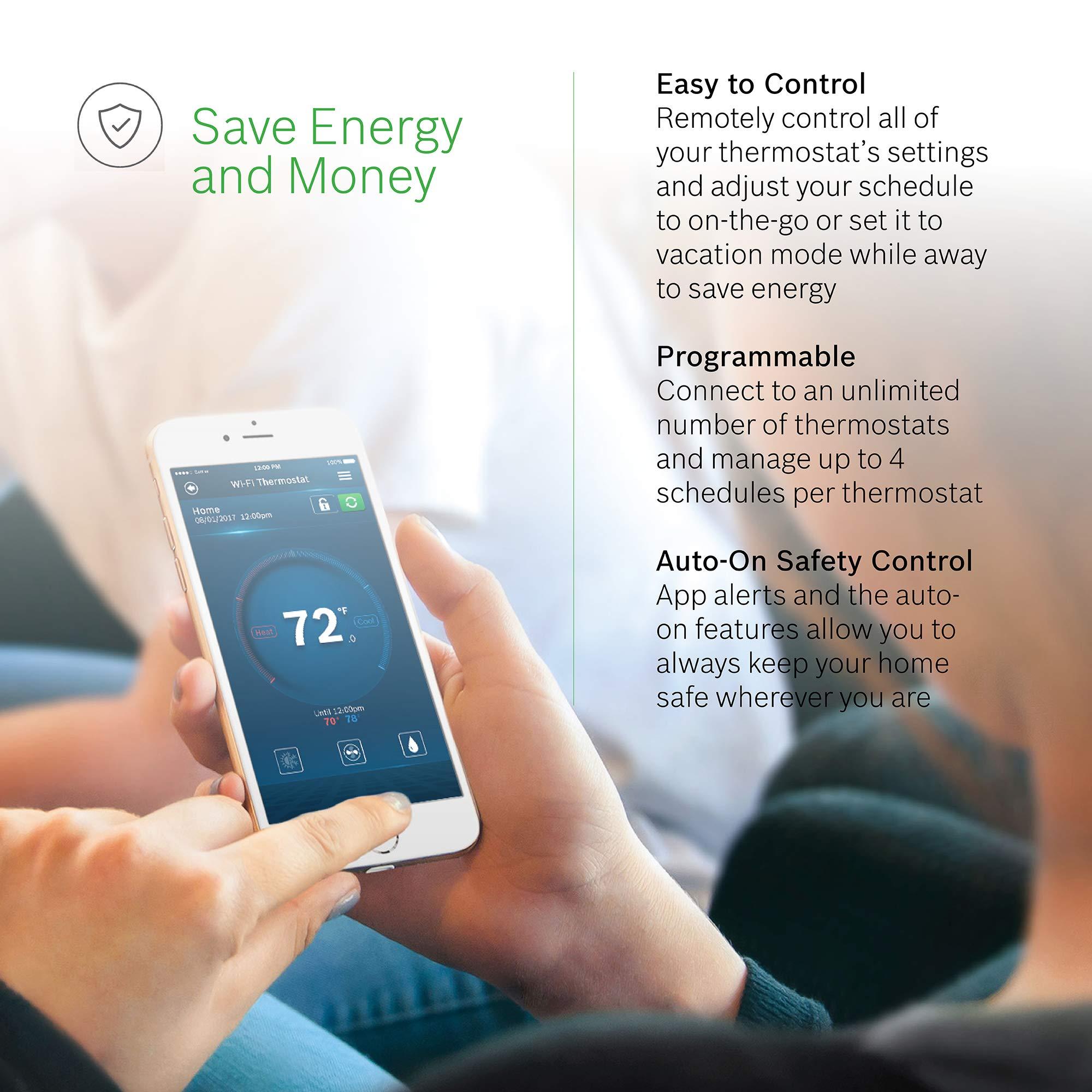 Bosch Large 5-Inch Full-Color Touch Screen Sleek Easy Setup Connected Control Smart Phone Wi-Fi Thermostat for 24V HVAC Systems with Bosch Connected Control App - Image 5