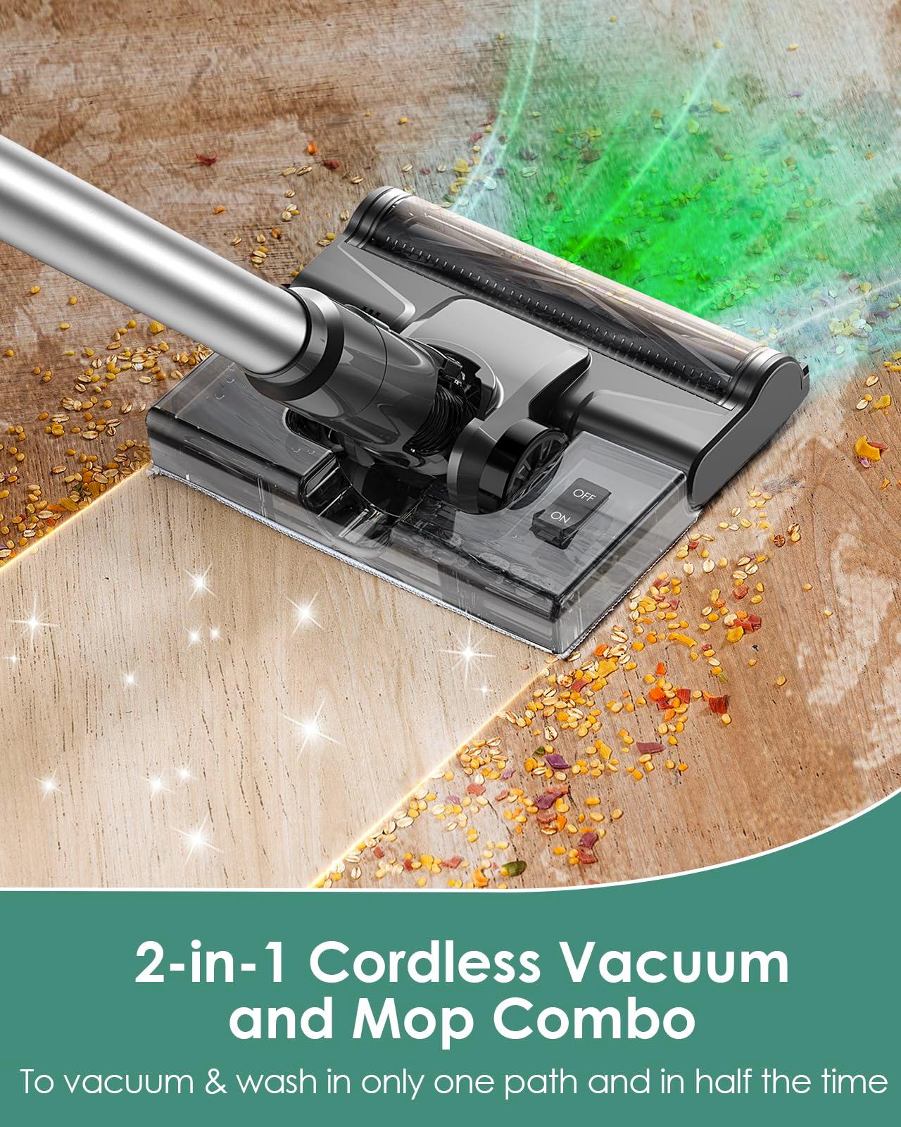 Cordless Vacuum Cleaner & Mop Combo 2-in-1, 35Kpa 40min Runtime, Lightweight Cordless Stick Vacuum Cleaner, Deep Floor Cleaning, Green LED Display, All-in-One - Image 2