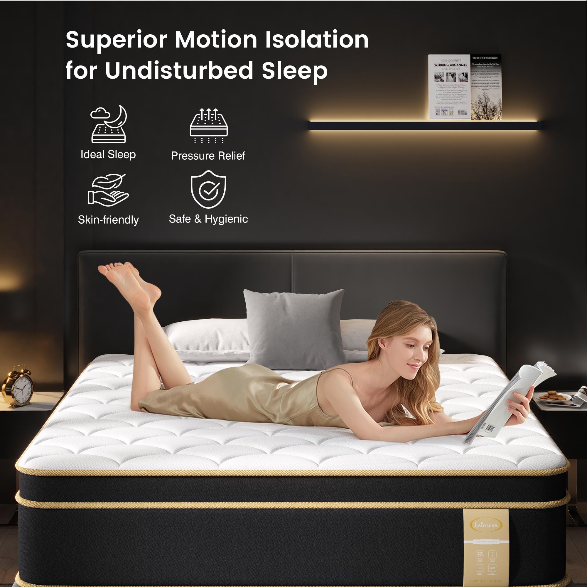 LETMOON Firm Queen Mattress [New Version], 14 Inch Gel Memory Foam Hybrid Mattress Queen Size Bed in a Box, Pressure & Pain Relief, CertiPUR-US, Individual Pocket Spring, Edge Support - Image 6