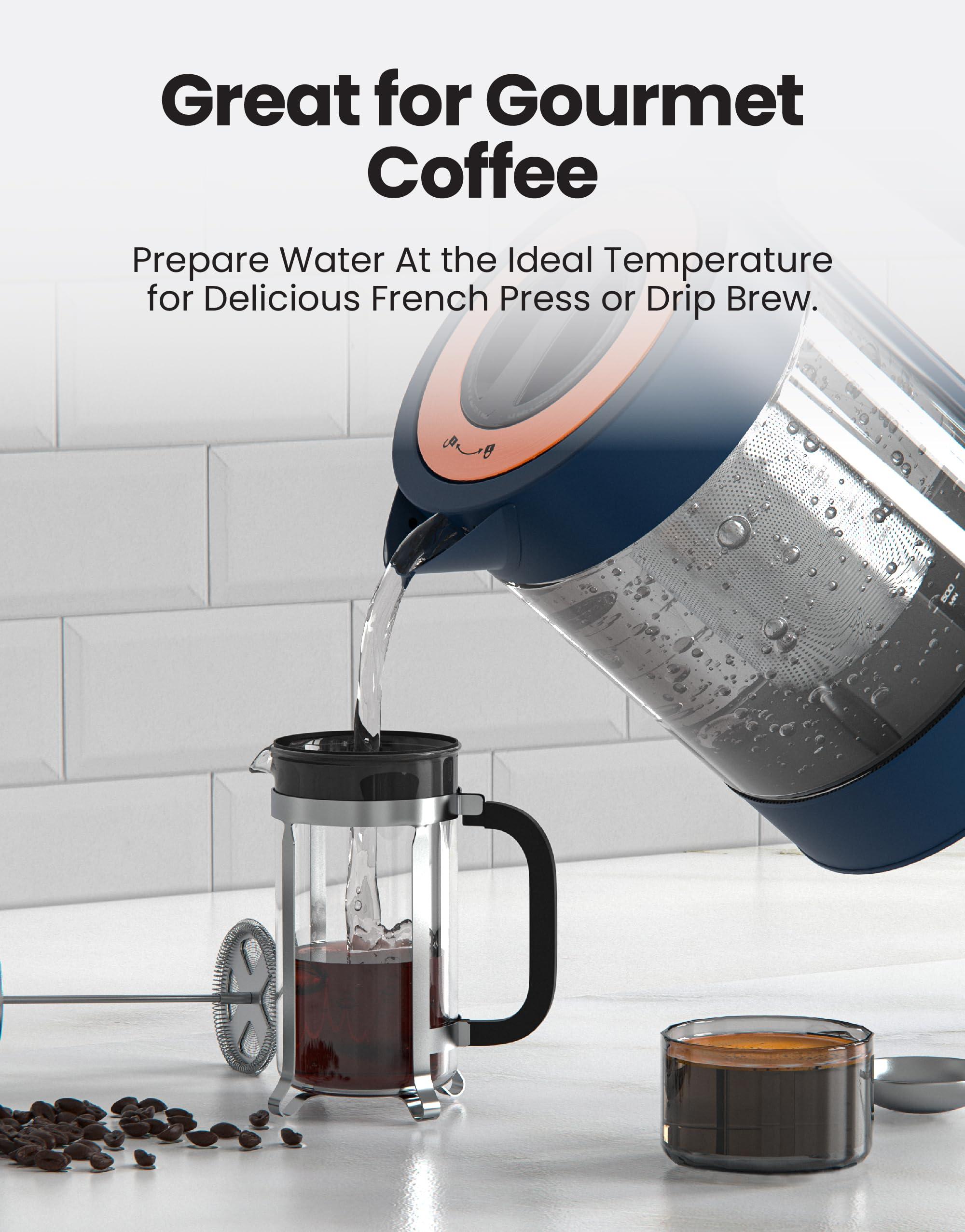 Vianté Electric Kettle With Infuser For Loose Leaf Tea. Hot Tea Maker With Temperature Control And Automatic Shut Off. Kettle With Brewing Programs. 1.5 Liters Capacity | Midnight Blue Color - Image 7