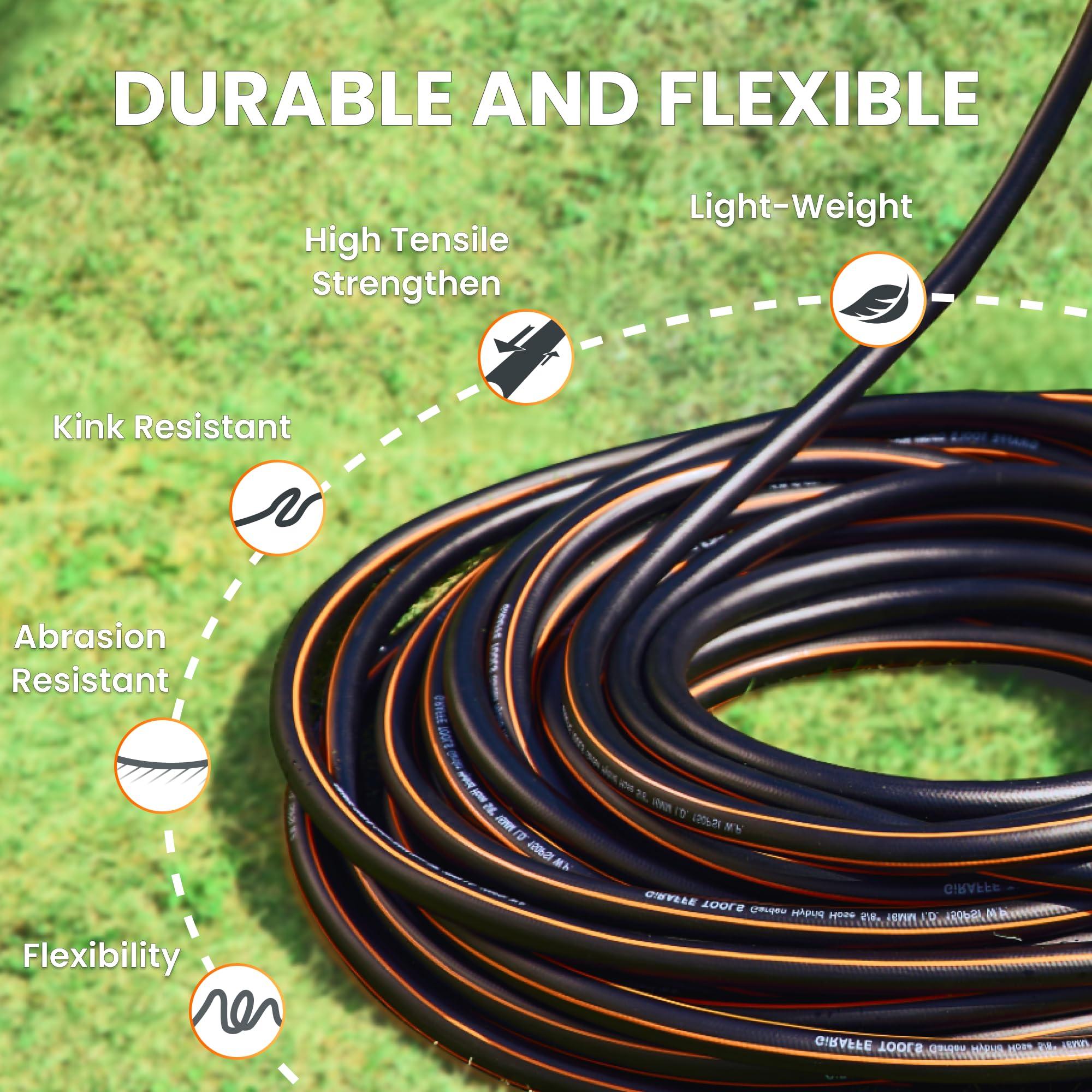Giraffe Tools Garden Hose 100ft x 5/8", Water Hose Heavy Duty, Flexible, Lightweight Hybrid Hose with Swivel Handle, Male to Female Fittings, Burst 600 PSI - Image 2