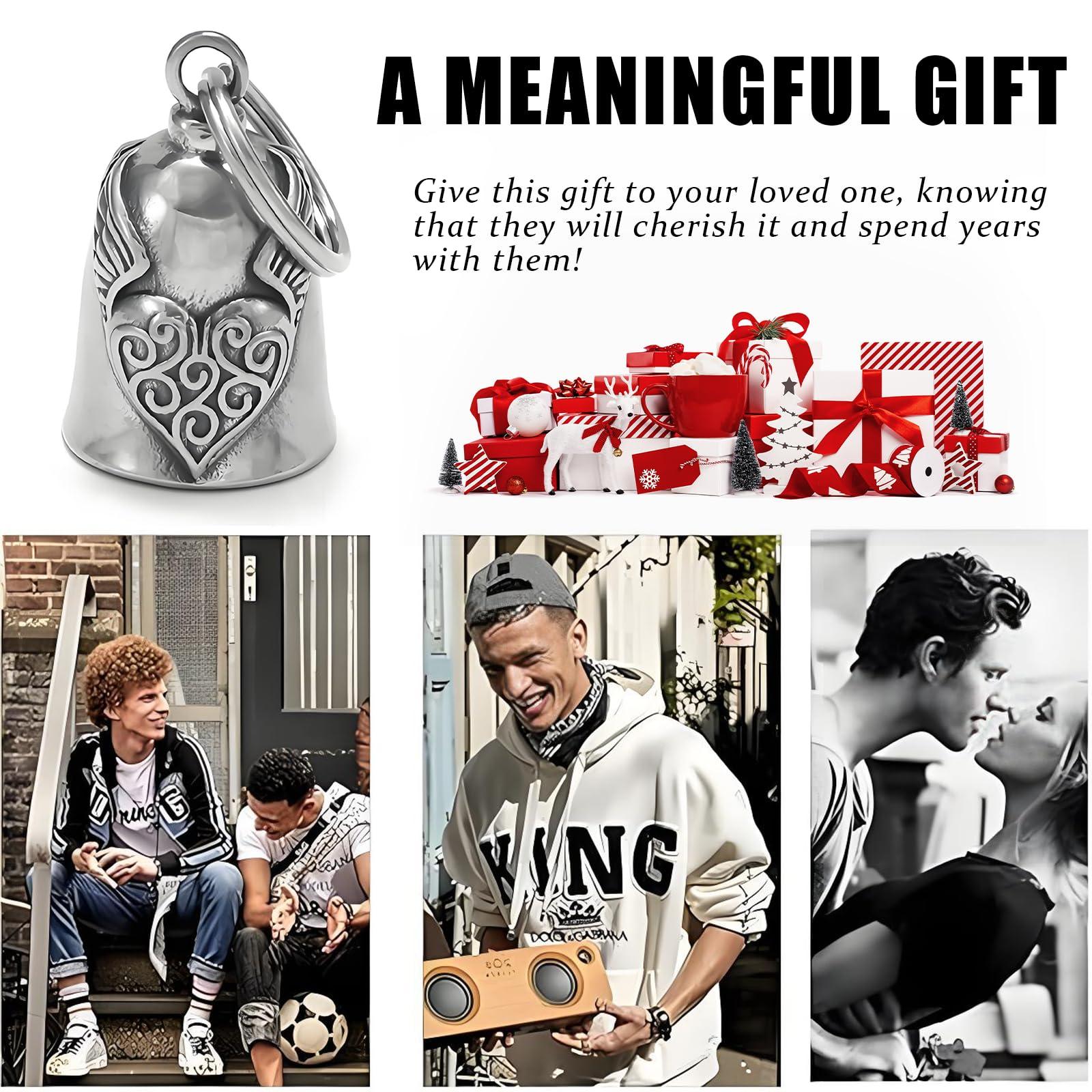 vvag Motorcycle Bell Durable Guardian Angel Bell Hanger Biker Bell with Keychain Ring Motorcycle Accessories for Women - Image 5
