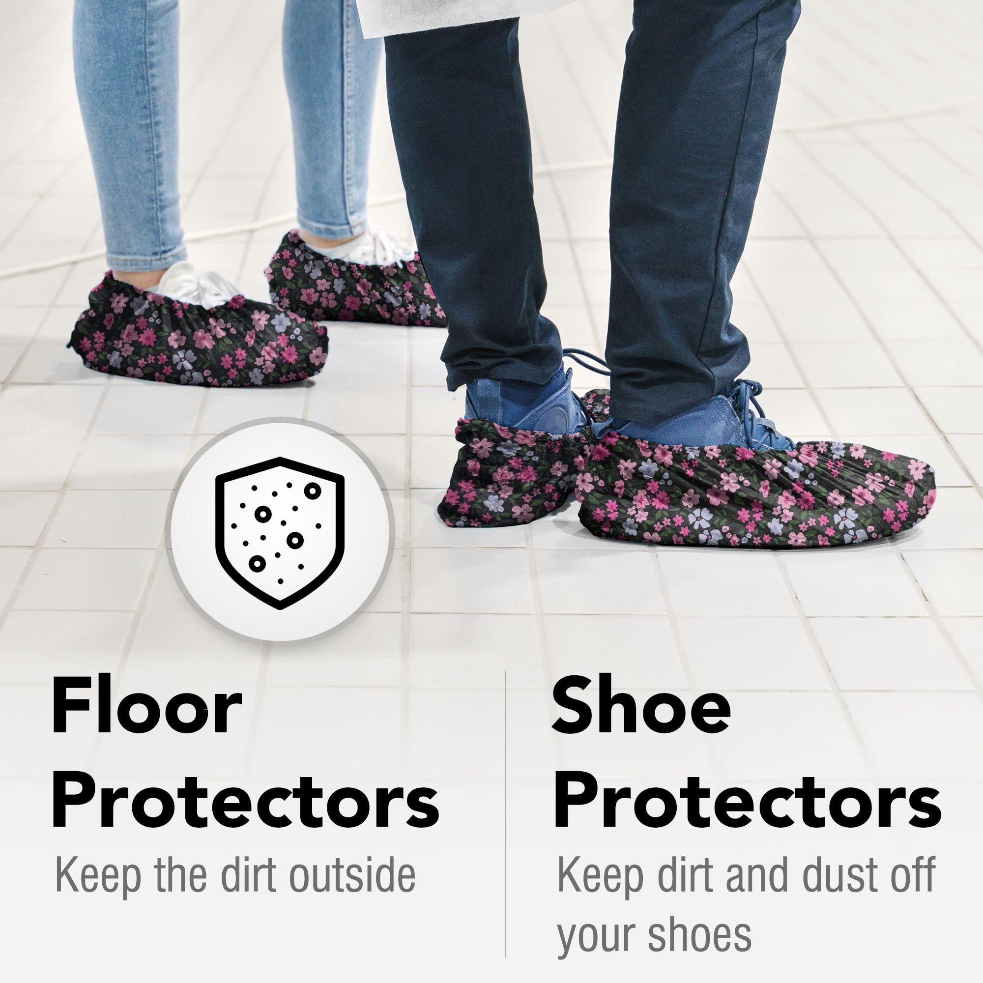 Shoe Covers Disposable 100 Count - 50 Individually Wrapped Pairs - Flower Print Protectors for Booties, Shoes - Shoe Cover for Indoors and Outdoors, Realtor, Repair Work - Image 3