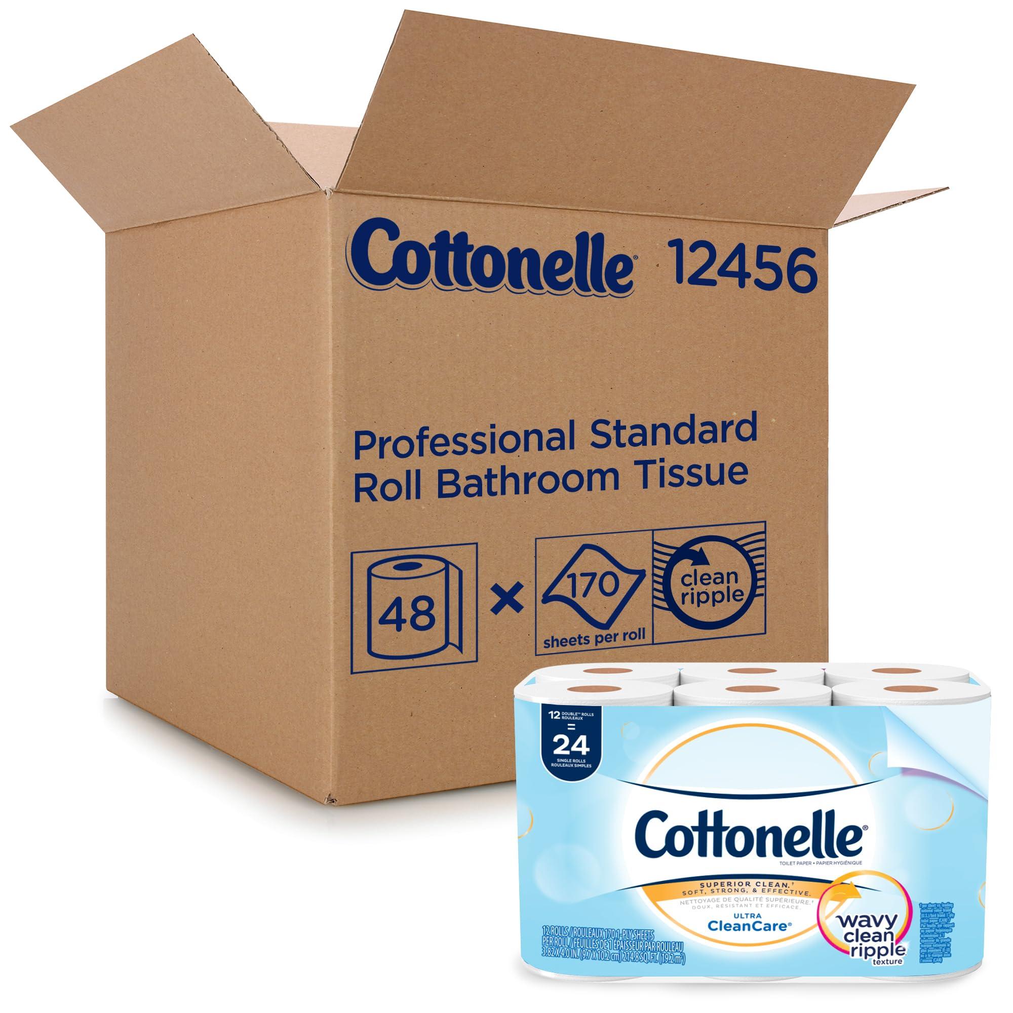 Cottonelle Professional Standard Roll Bulk Toilet Paper (12456), White (48 Rolls of 170 Sheets, 8,160 Sheet Total)