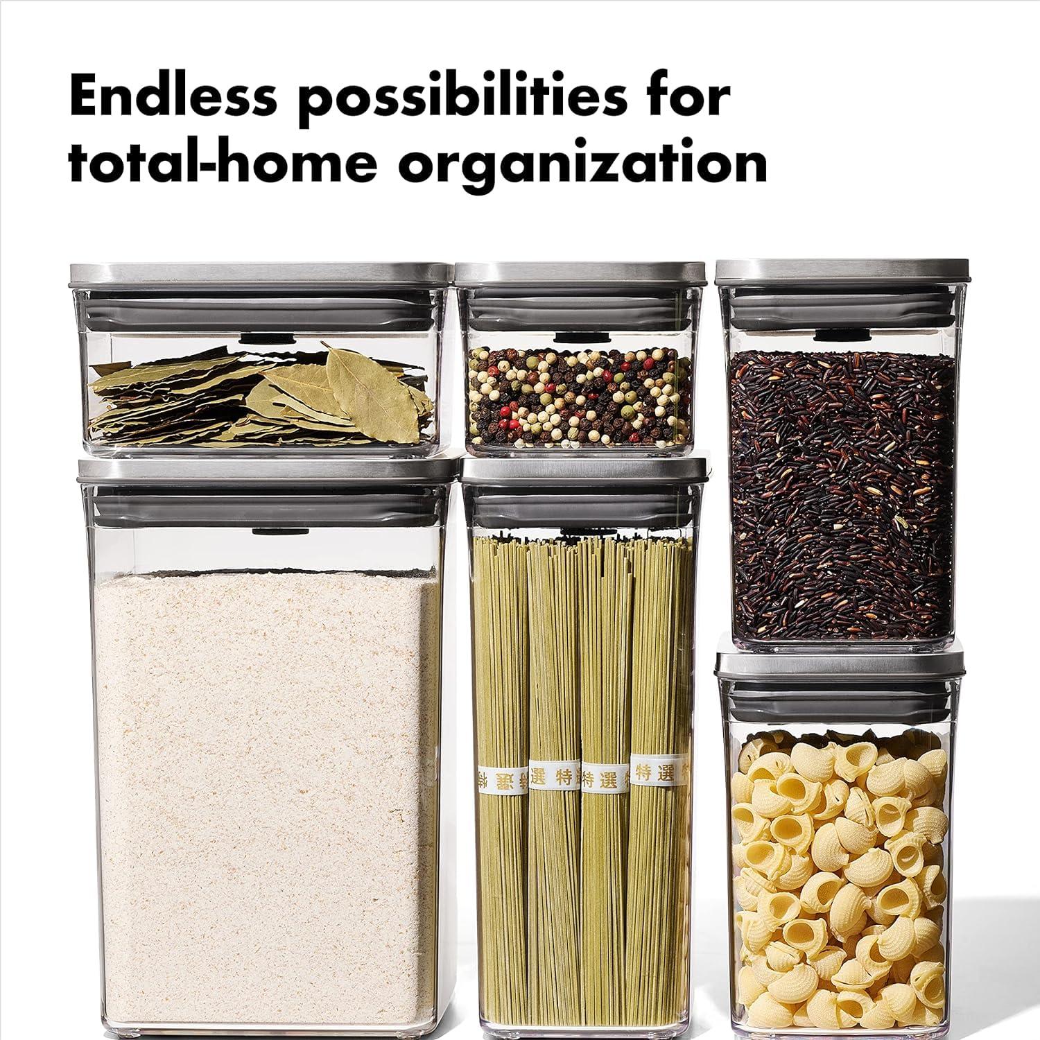 OXO Steel POP Food Storage Container 6-Piece Set with Labels, Grey - Image 2