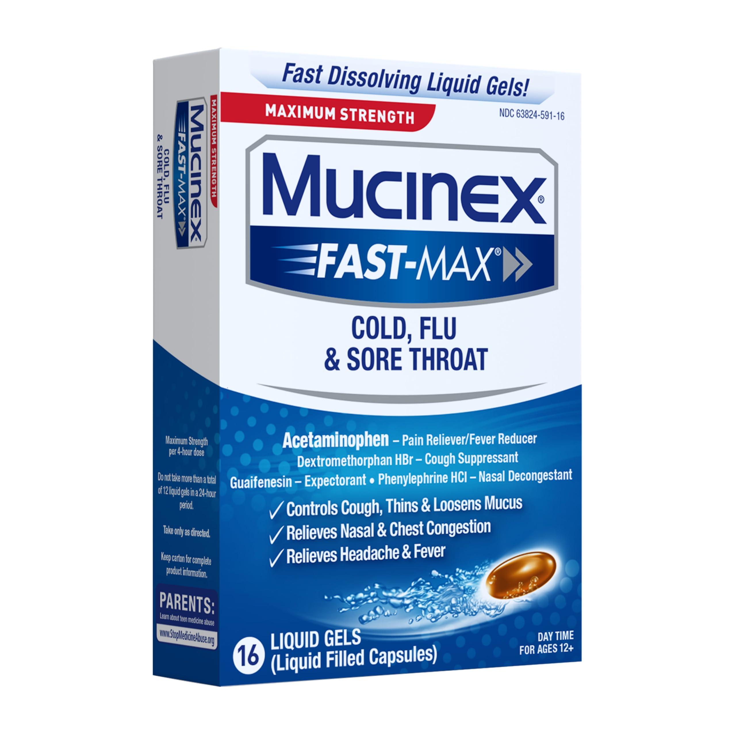 Mucinex Fast-Max Liquid Gels for Cold/Flu/Sore Throat, 16 Count - Image 9