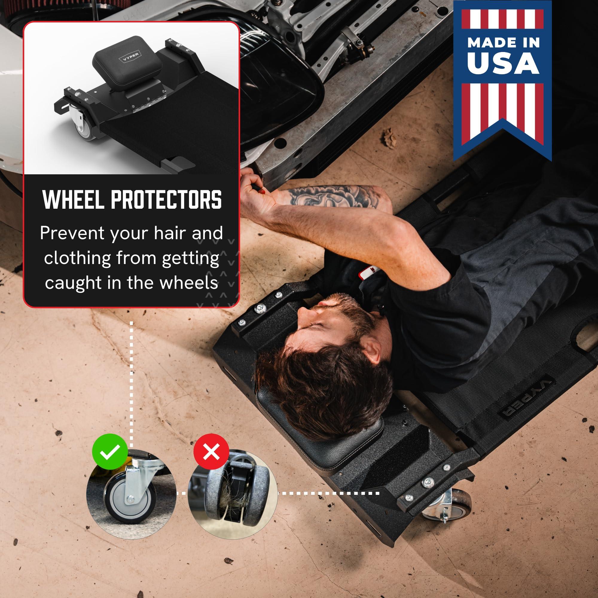 Vyper Lay-Down Automotive Creeper - 46", 400 lb Capacity with Puncture Proof Fabric and Adjustable Headrest, Comfortable, Heavy Duty Mechanics Creeper - Image 5