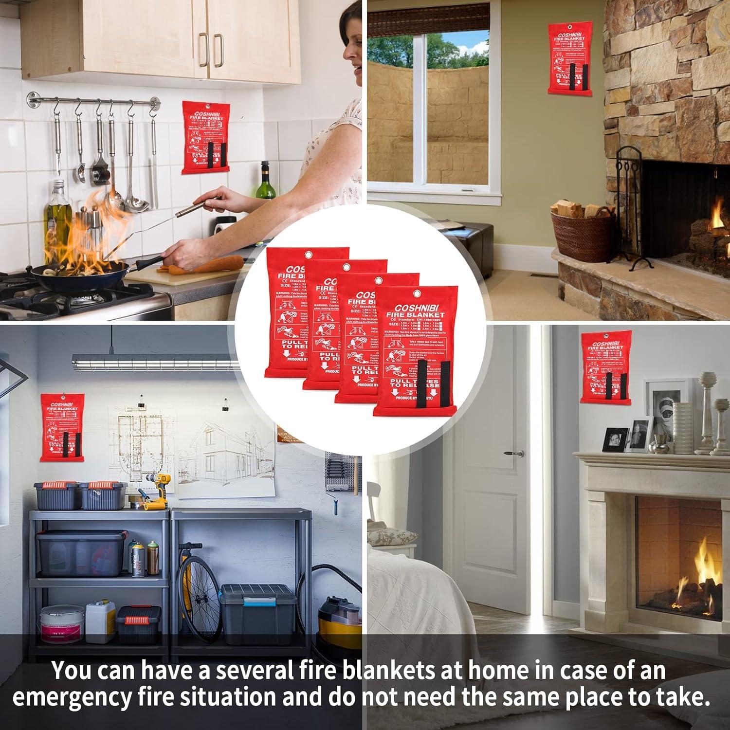 COSHNIBI Fire Blanket Emergency Fire Blanket for Home & Kitchen High Heat Resistant Fire Suppression Blankets Fiberglass Fire Blanket （2 Pack）, White, L-XCP202-2 - Image 4