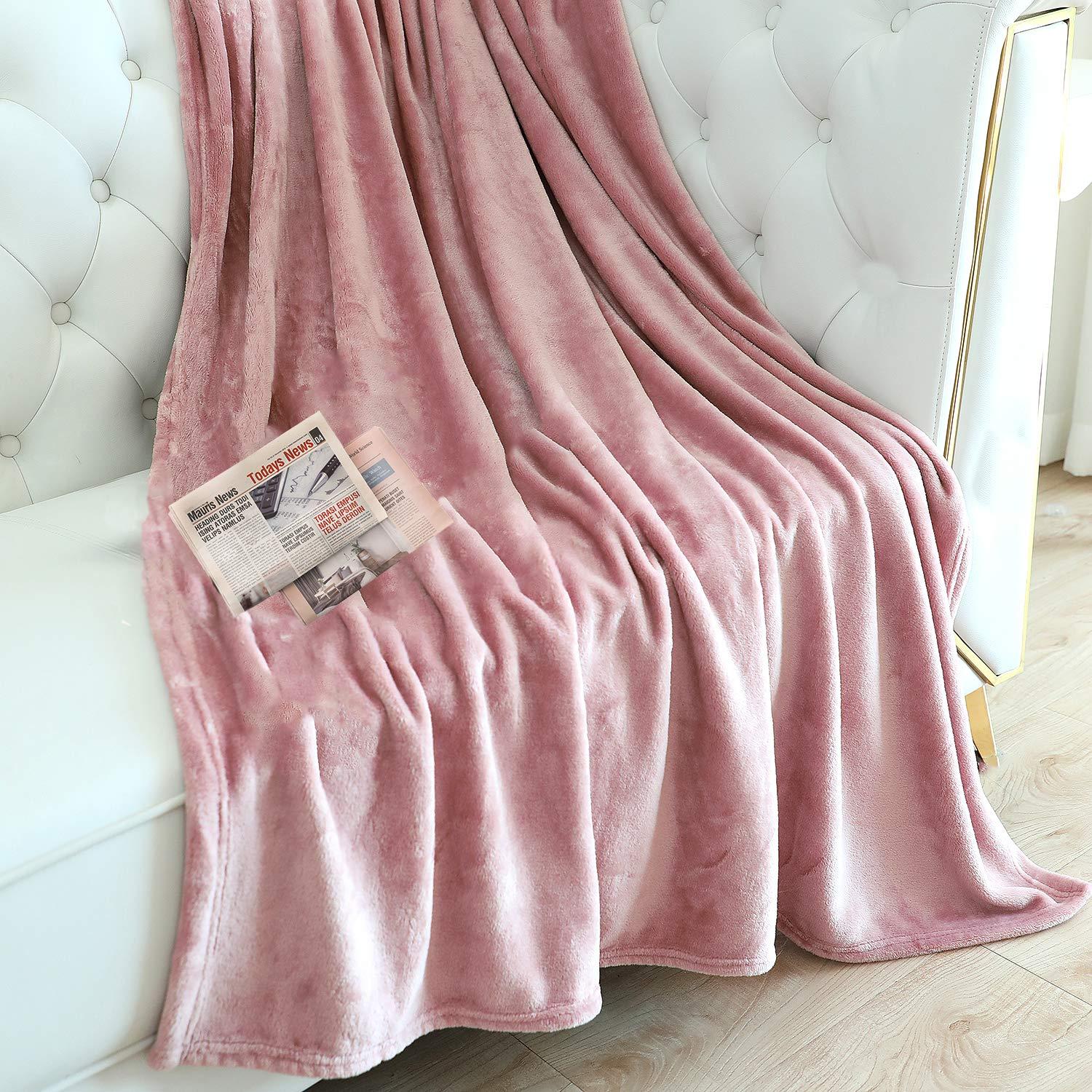 TASTHROW Large Flannel Fleece Throw Blanket, 50×70 Inch - Cozy Lightweight Thick Blanket - All Seasons Suitable for Women, Men and Kids (Pink) - Image 3