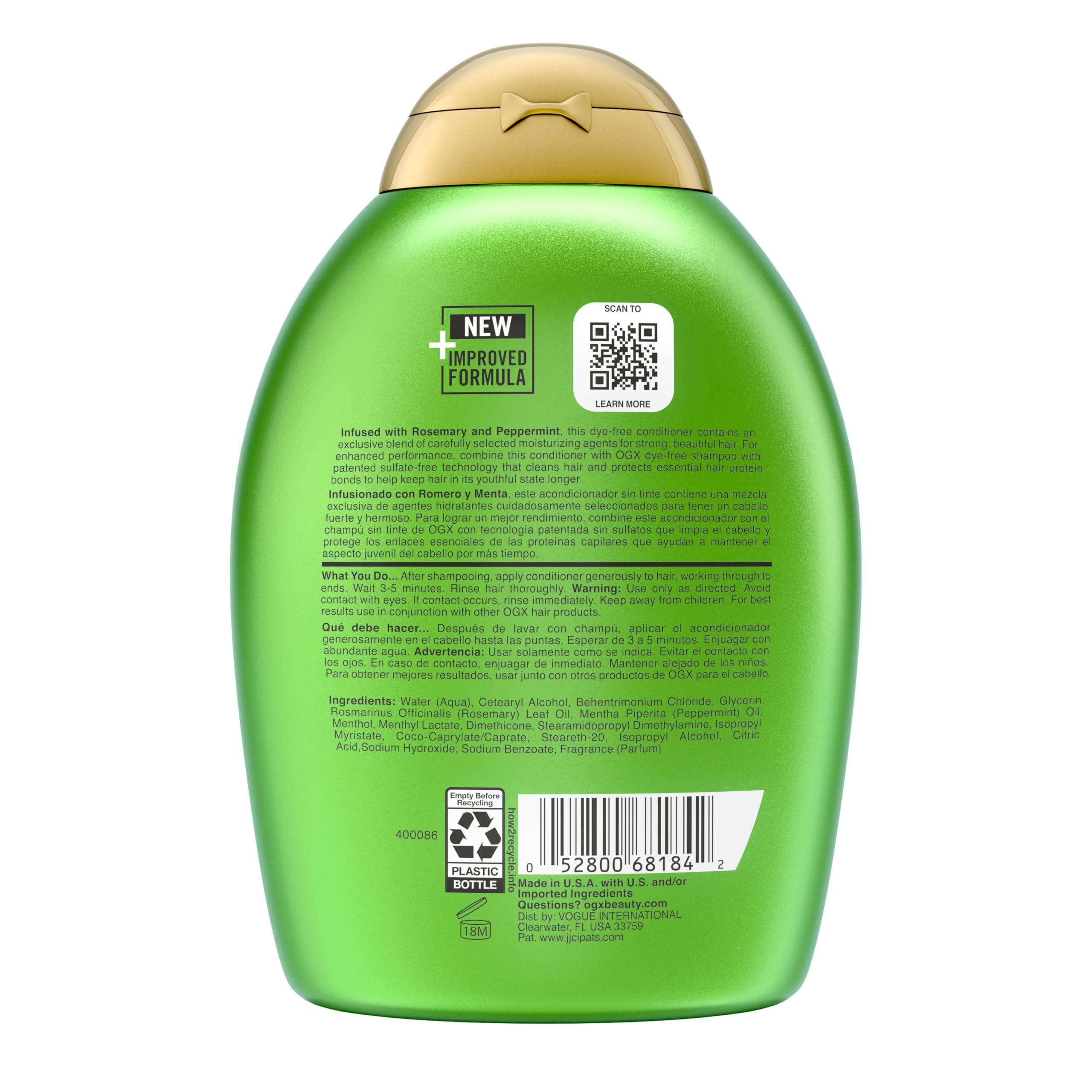 OGX Clarifying Strength + Rosemary Mint Conditioner, Clarifying Conditioner Visibly Helps Remove Oil & Residue to Clear Away Buildup from Oily Hair, Sulfate-Free Surfactants, 13 fl. oz - Image 7