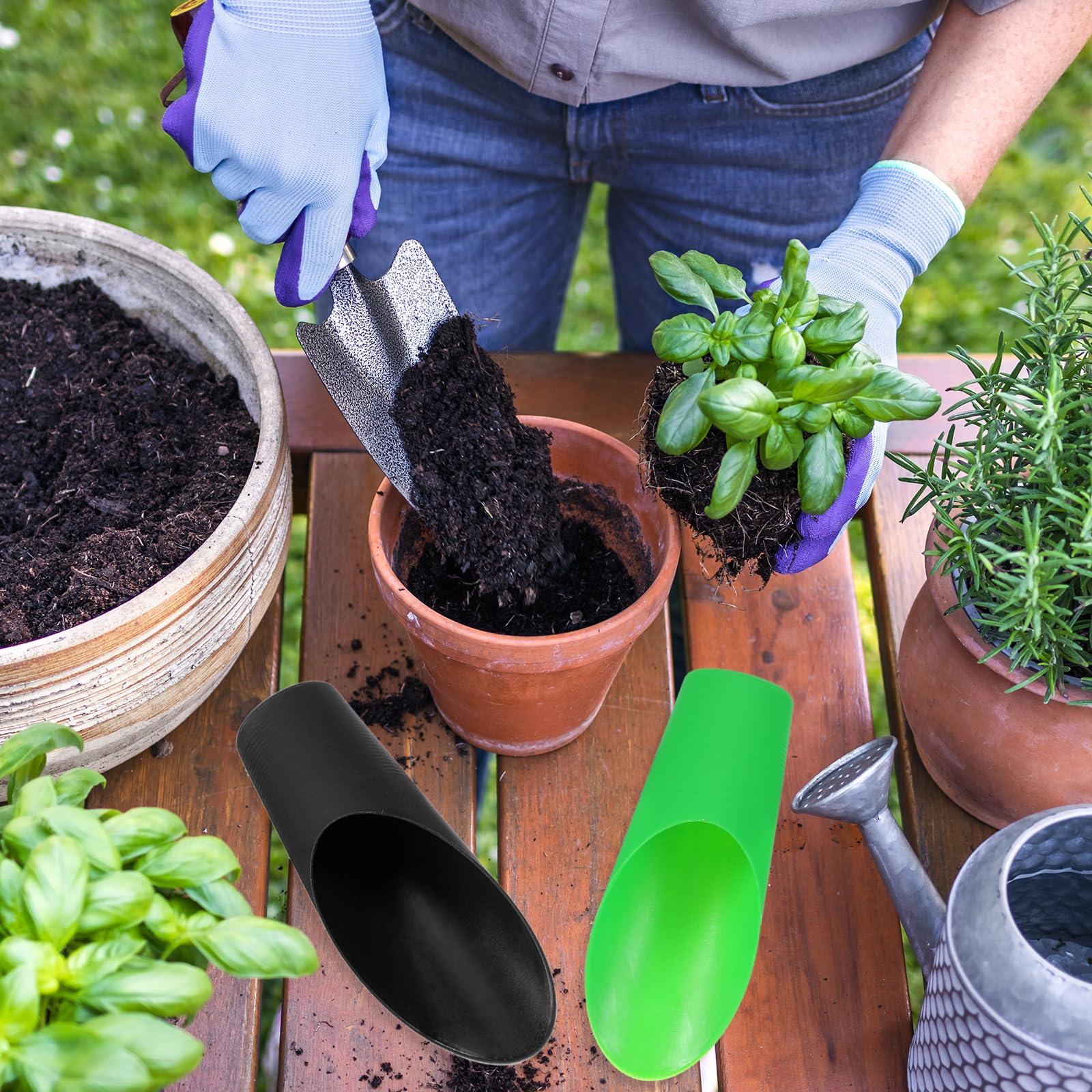 HARFINGTON Bonsai Soil Scoop 6.3" x 1.8" Plastic Colorful Mini Garden Shovel Cultivation Digging Transplanting Tools for Plant Flower Succulent Coffee Beans, Black - Image 2