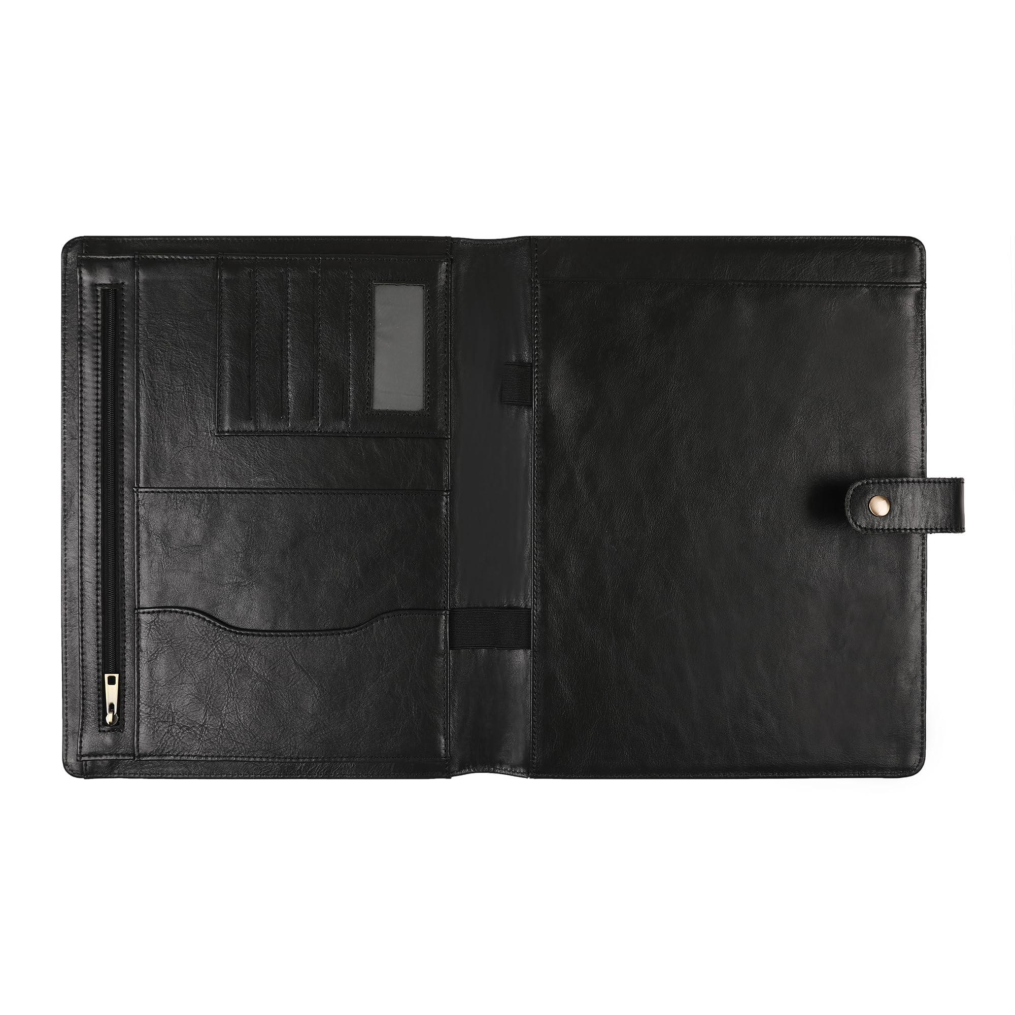 Personalized Leather Padfolio for Men - Business Portfolio with Clipboard, Engraved Legal Pad Folio Folder, A4 Letter Size Ideal Business and Corporate Gifts, Oil Black - Custom - Image 9