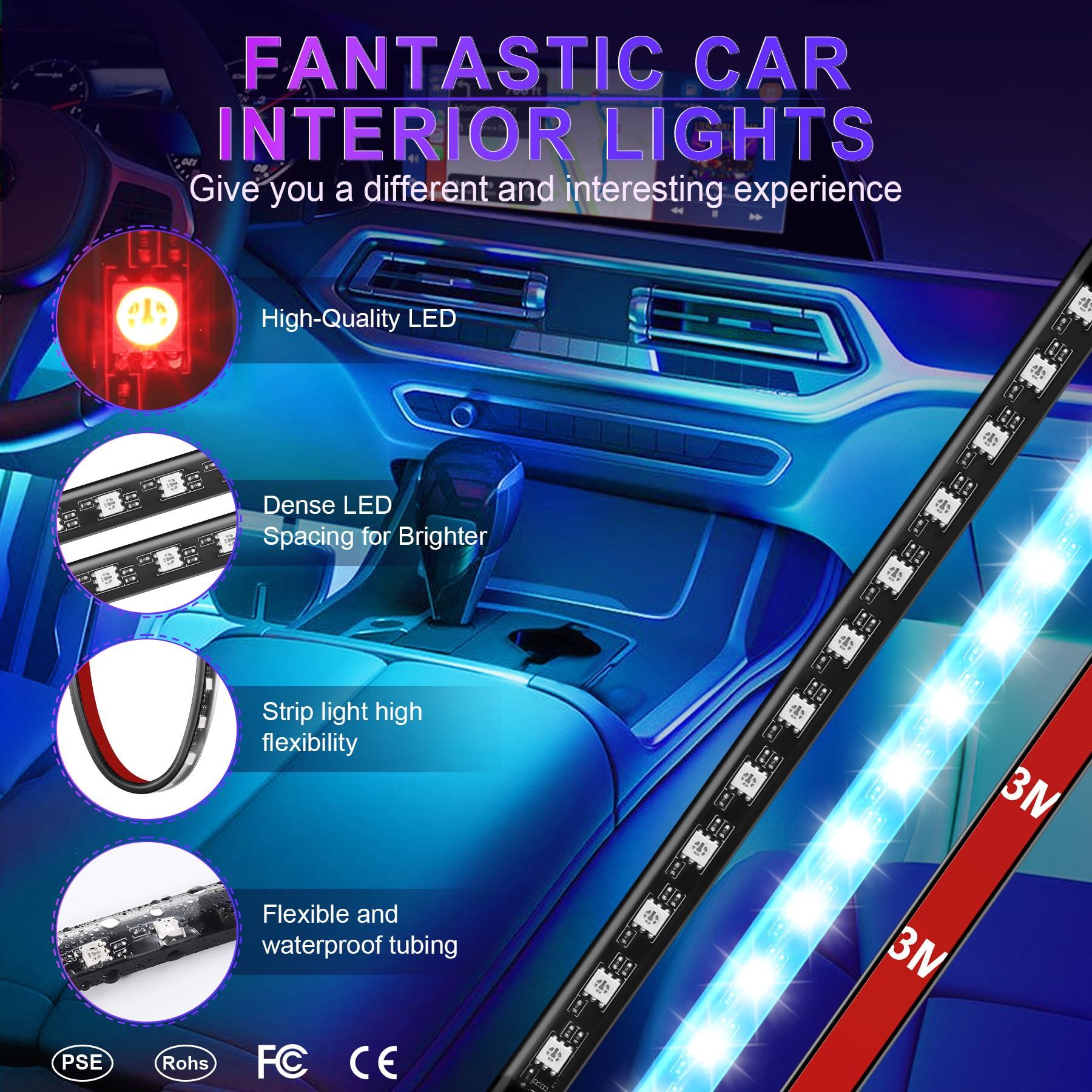 LivTee Accent Interior Car Lights, Smart Car Interior Lights with App Control, RGB LED Lights with Music Mode and DIY Mode, 2 Lines Design LED Lights for Cars with Charger, Car Accessories for Women - Image 6