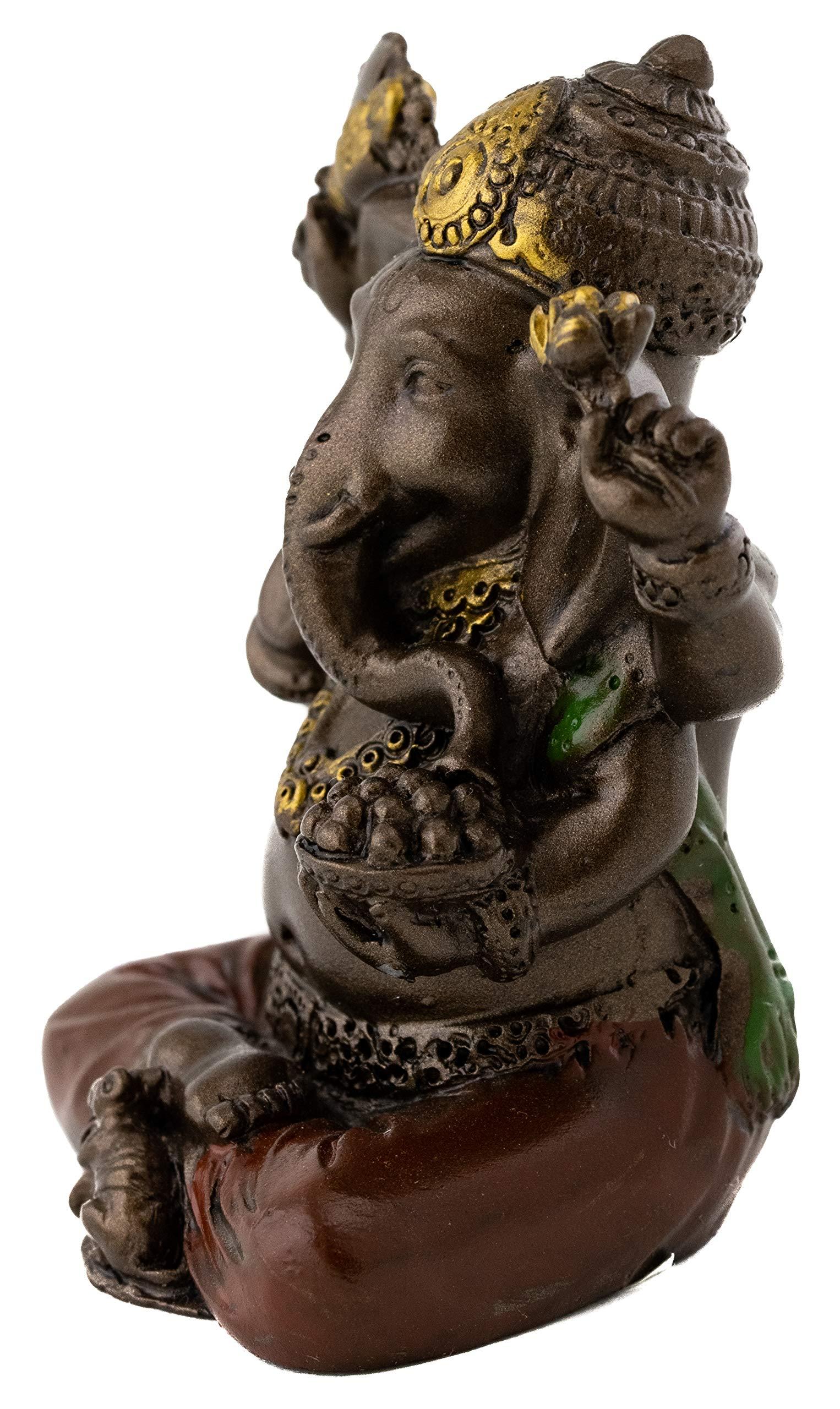 Top Collection Mini Ganesh Statue - Ganesha Lord of Success Sculpture in Premium Cold Cast Bronze with Colored Accents - 2-Inch Collectible New Age Hind God Figurine (Sm. Ganesh) - Image 4