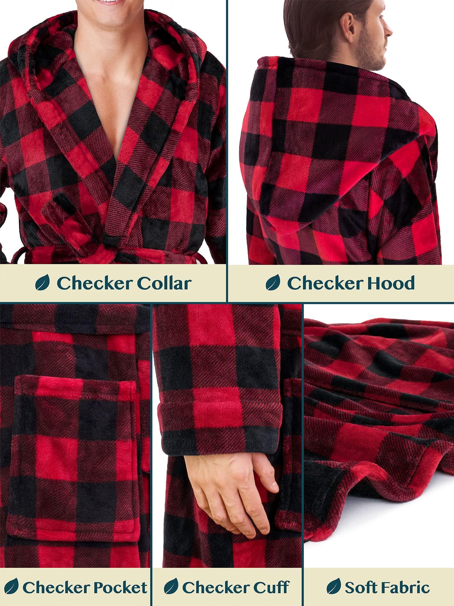 PAVILIA Mens Robe, Hooded Fleece Bathrobe for Men, Plush Long Warm Robe for Male Bath Spa - Image 5