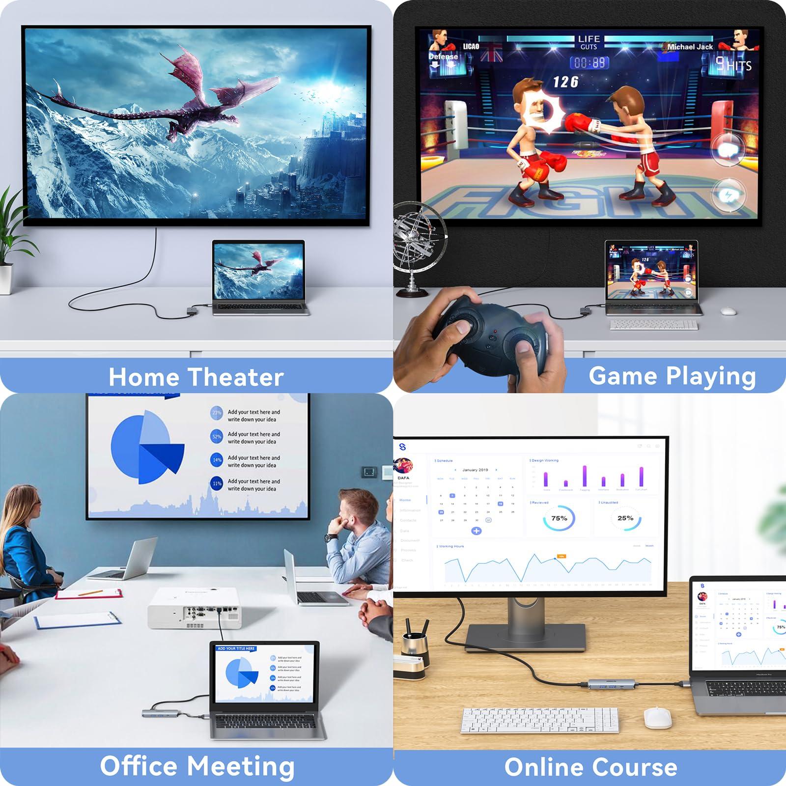 Docking Station for MacBook Pro Air,USB C Docking Station Dual Monitor,Dual HDMI Adapter Hub for Mac MacBook Pro with 2 HDMI(4K @60Hz), 3 USB3.0,SD TF Card Reader and 100W PD USB C Port - Image 8