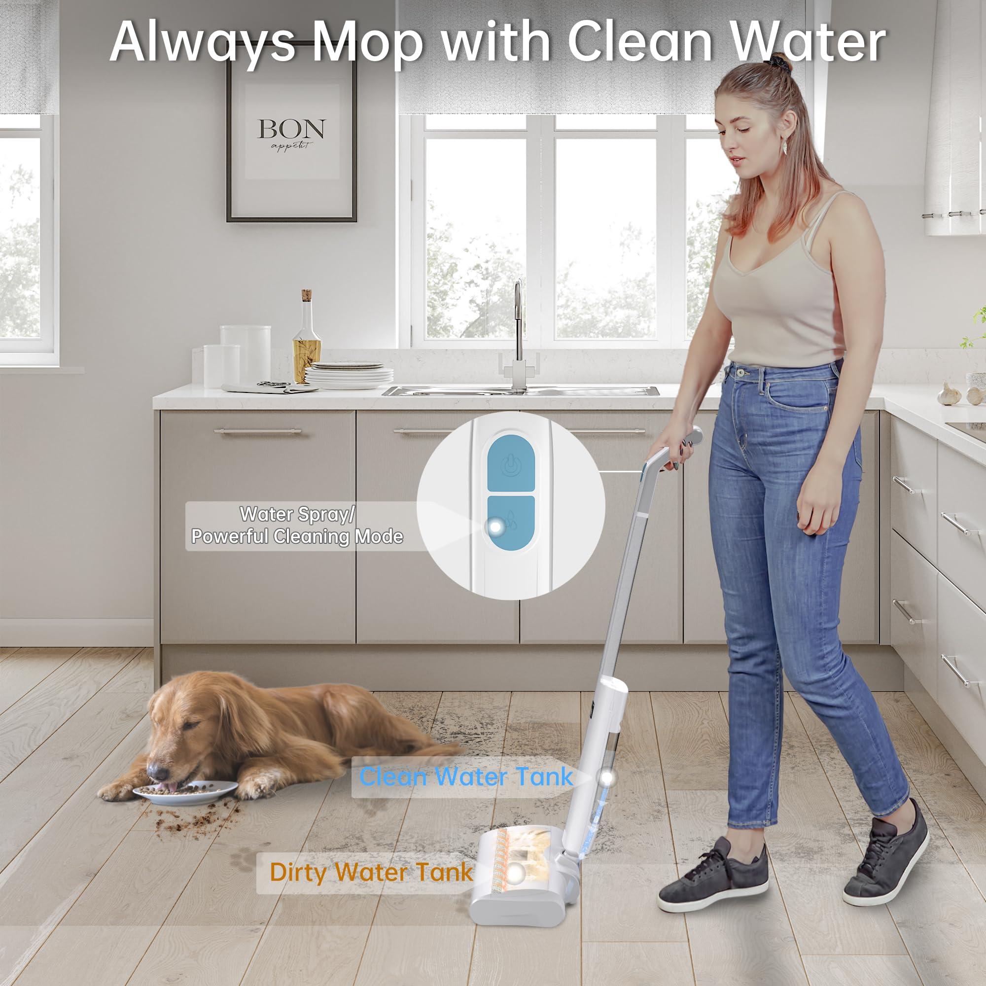 Wet Dry Vacuum Cleaner Cordless Mop,Upgraded Electric Mop,Quiet Self-Propelled Up to 60 Mins, Dual Water Tank,Cordless Mop Vacuum Cleaner for Hardwood Floor Cleaning - Image 3