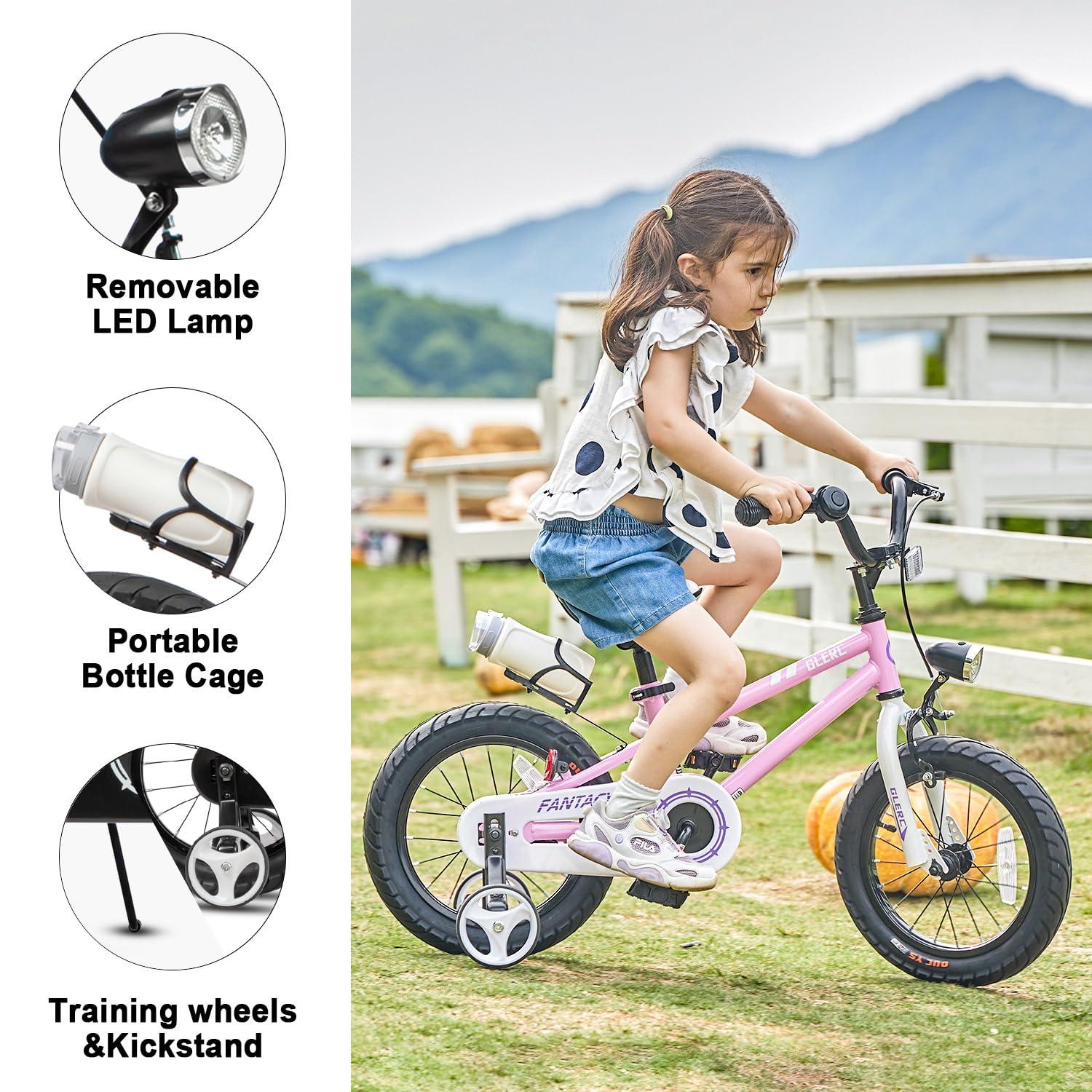 Glerc Fantacy Kids Bike, 12-20 Inch Children Bicycle for 2-13 Years Old Boys Girls, Kids Bicycle with Water Bottle Holder & Headlight & Training Wheels, Multiple Colors - Image 2