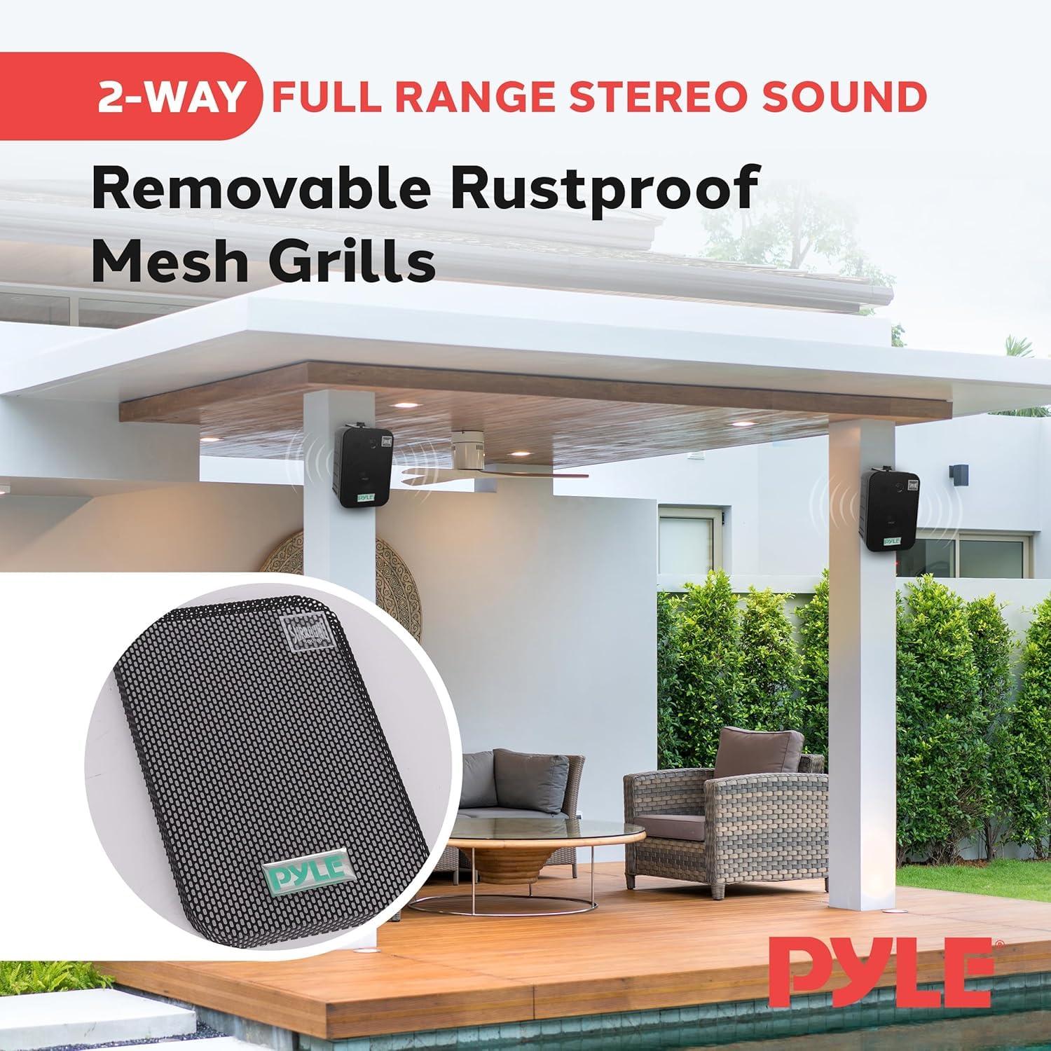 Pyle 2 Way Speaker System Pair - 500W Peak Power 6.5 Inch Passive Weatherproof Wall / Ceiling Mounted - Heavy Duty Universal Mount - Use for Pool, Patio, Indoor, Outdoor (Black) - Image 5