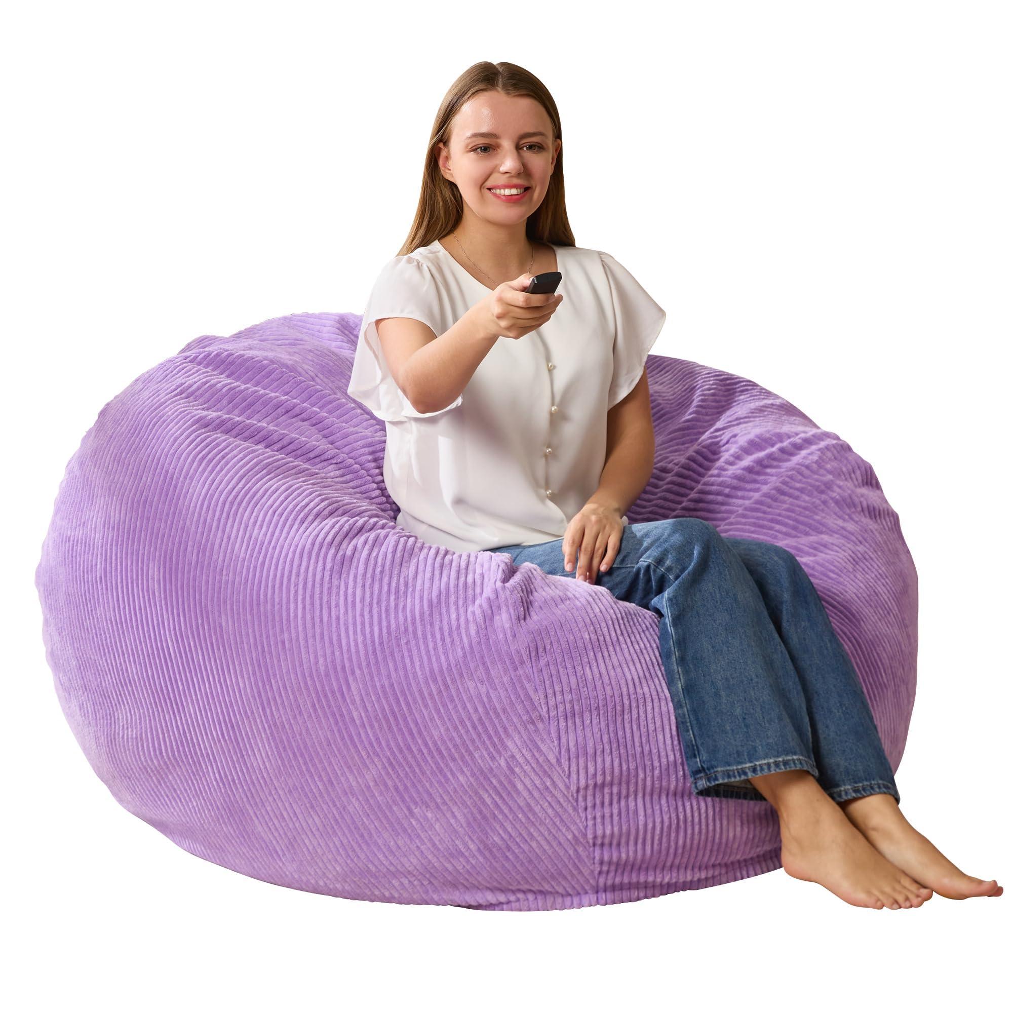 Cansunna Bean Bag Chairs Teardrop Bean Bag Chair for Adults Beanbag Chair with Memory Foam Filled Machine Washable Cover for Living Room, Bedroom (Large,Purple) - Image 9