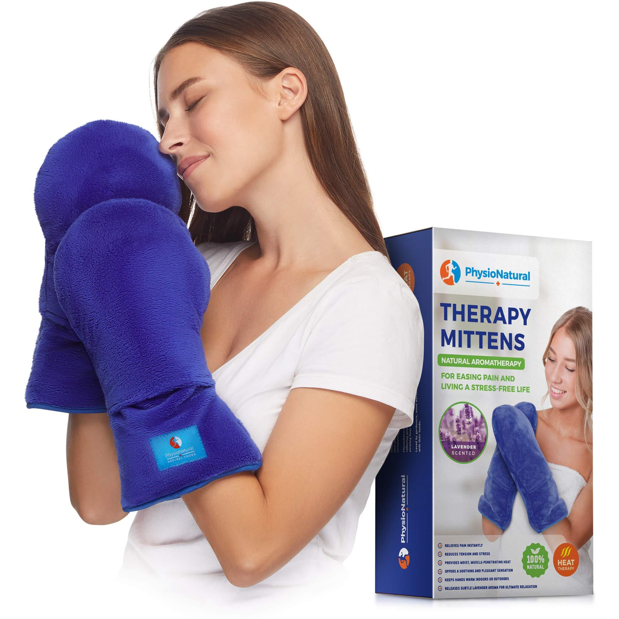 Microwave Safe Therapy Mittens with Flax Seeds - Moist Heat Therapy Relief for Hands and Fingers for Stiff Joints, Trigger Fingers, Inflammation, Raynauds, Carpal Tunnel, Natural Aromatherapy Gloves