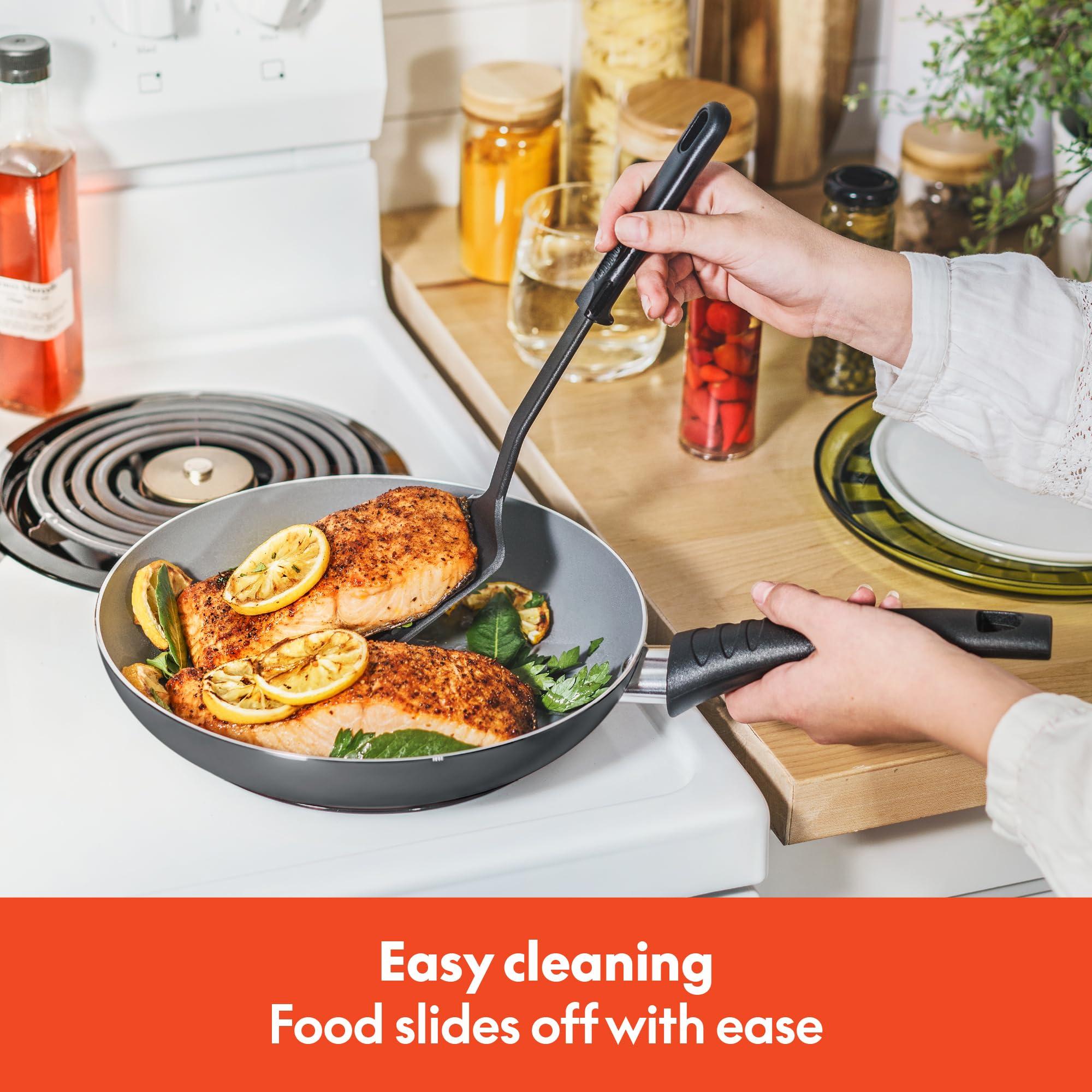 BELLA Nonstick Cookware Set with Glass Lids - Aluminum Bakeware, Pots and Pans, Storage Bowls & Utensils, Compatible with All Stovetops, 21 Piece, Black - Image 7