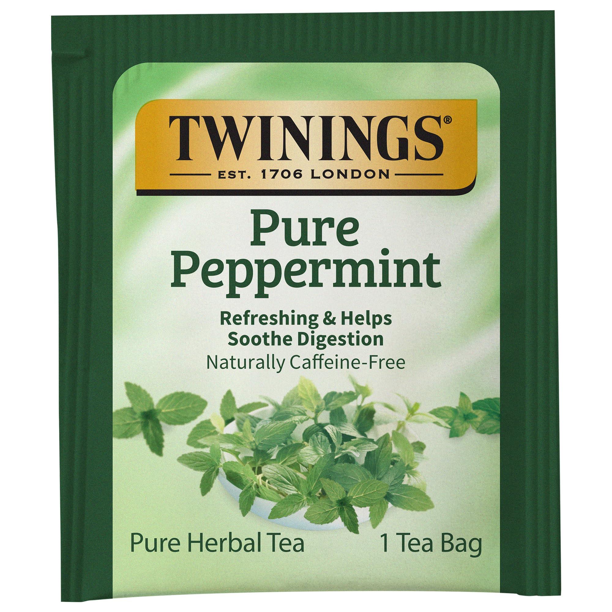 Twinings Pure Peppermint Herbal Tea Individually Wrapped Bags, 20 Count (Pack of 1), Fresh Minty Flavour, Naturally Caffeine-Free, Enjoy Hot or Iced | Packaging May Vary - Image 4