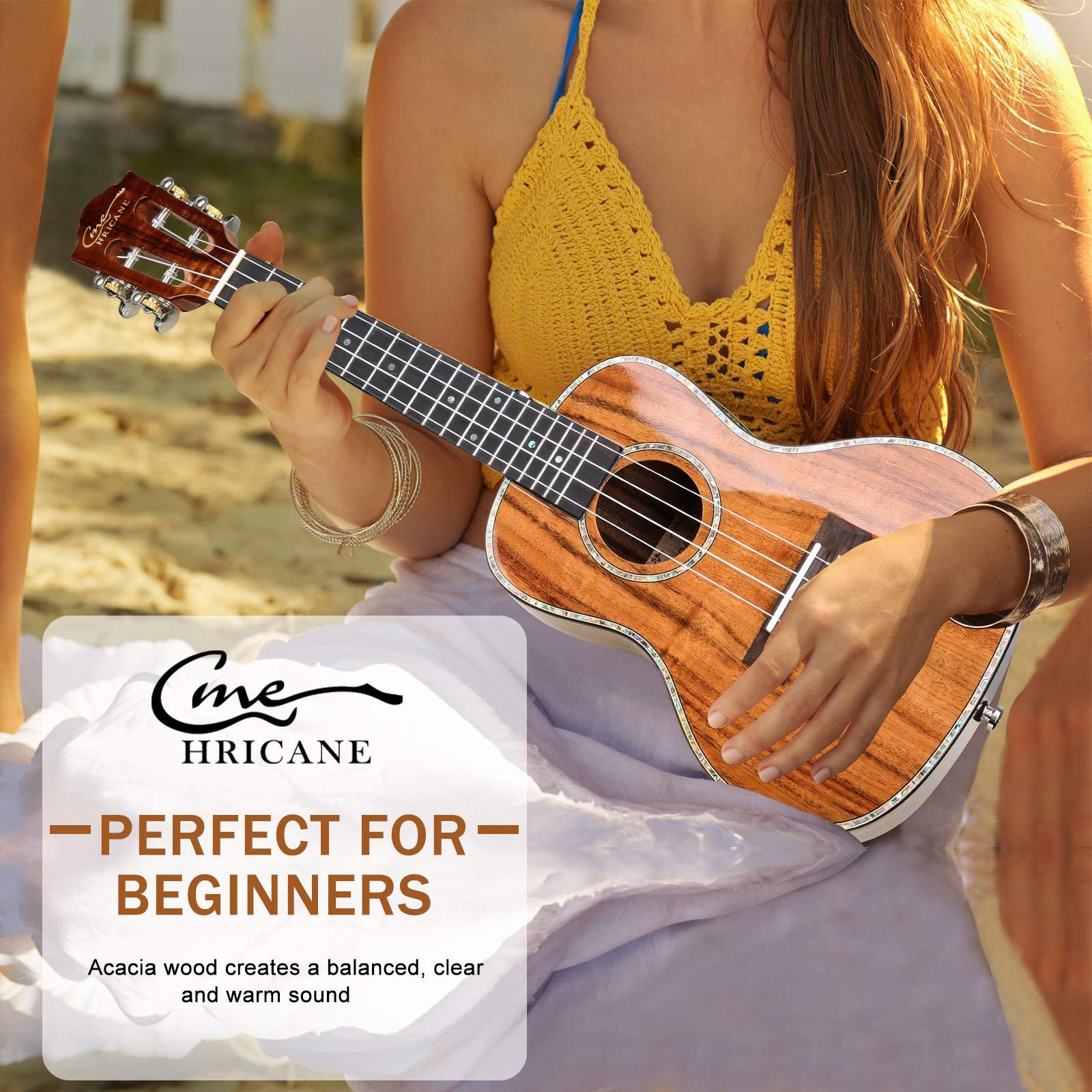 Hricane Professional Concert Ukulele 23 Inch for Adults, Koa Acacia Solid Wood Ukelele Beginners Kit Glossy Satin Finished Body with Gig Bag Tuner Strap Strings Set Pick - Image 6