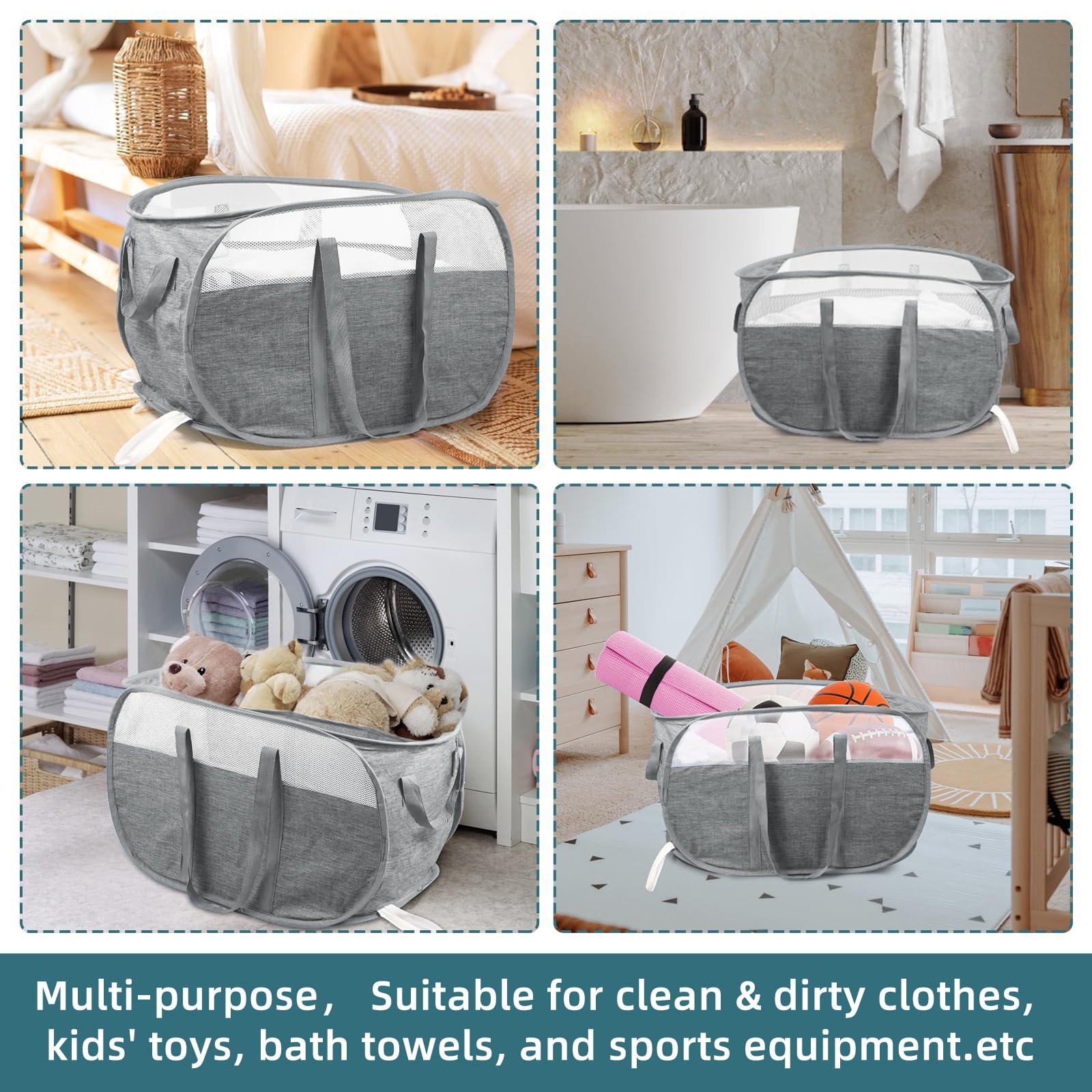 Collapsible Laundry Baskets, Tear Proof Pop Up Laundry Hamper with Dual Handles, Durable Foldable Laundry Basket, Easy to Carry Laundry Hamper for Home, Laundry Room, Bedroom, Dorm, Travel Grey - Image 7