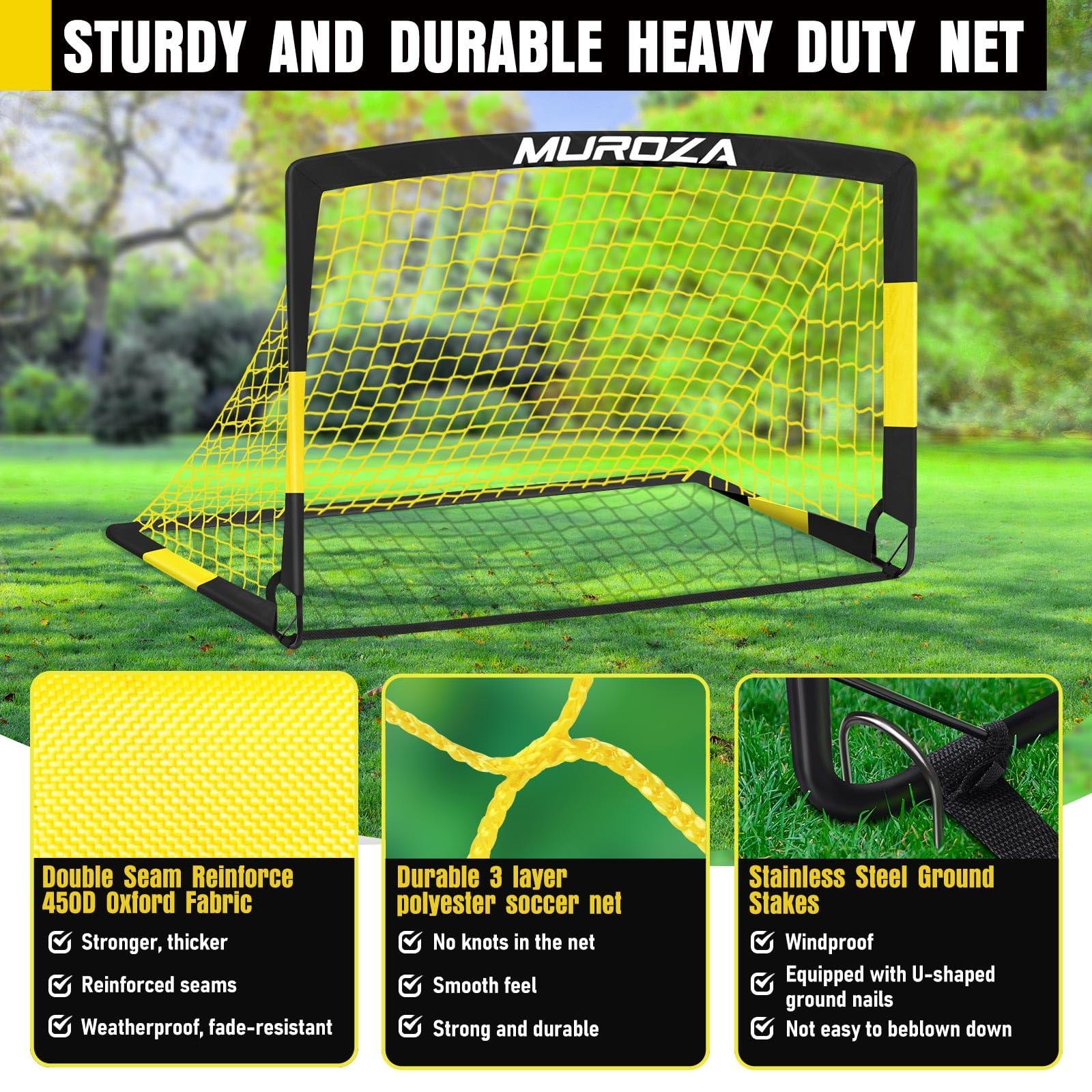 Kids Soccer Goals for Backyard Set, 2 Pack of Portable Pop Up Soccer Nets with Soccer Ball, Cones, Complete Training Equipment for Youth, Toddler Outdoor Sports Games - Image 3