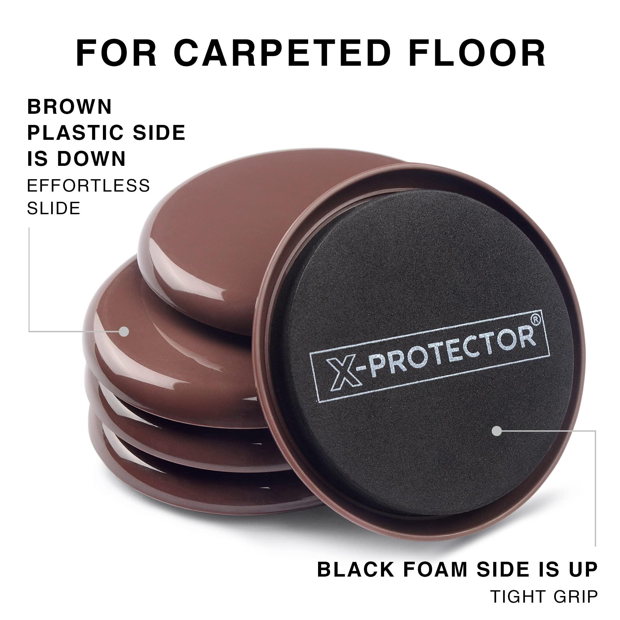 Furniture Sliders X-PROTECTOR - 8+8 Pack 3 1/2” - Multi-Surface Furniture Sliders for Carpet & Hard Floors - 8 Furniture Movers for Carpeted Floors and 8 Hardwood Socks - Move Your Furniture Easily! - Image 3