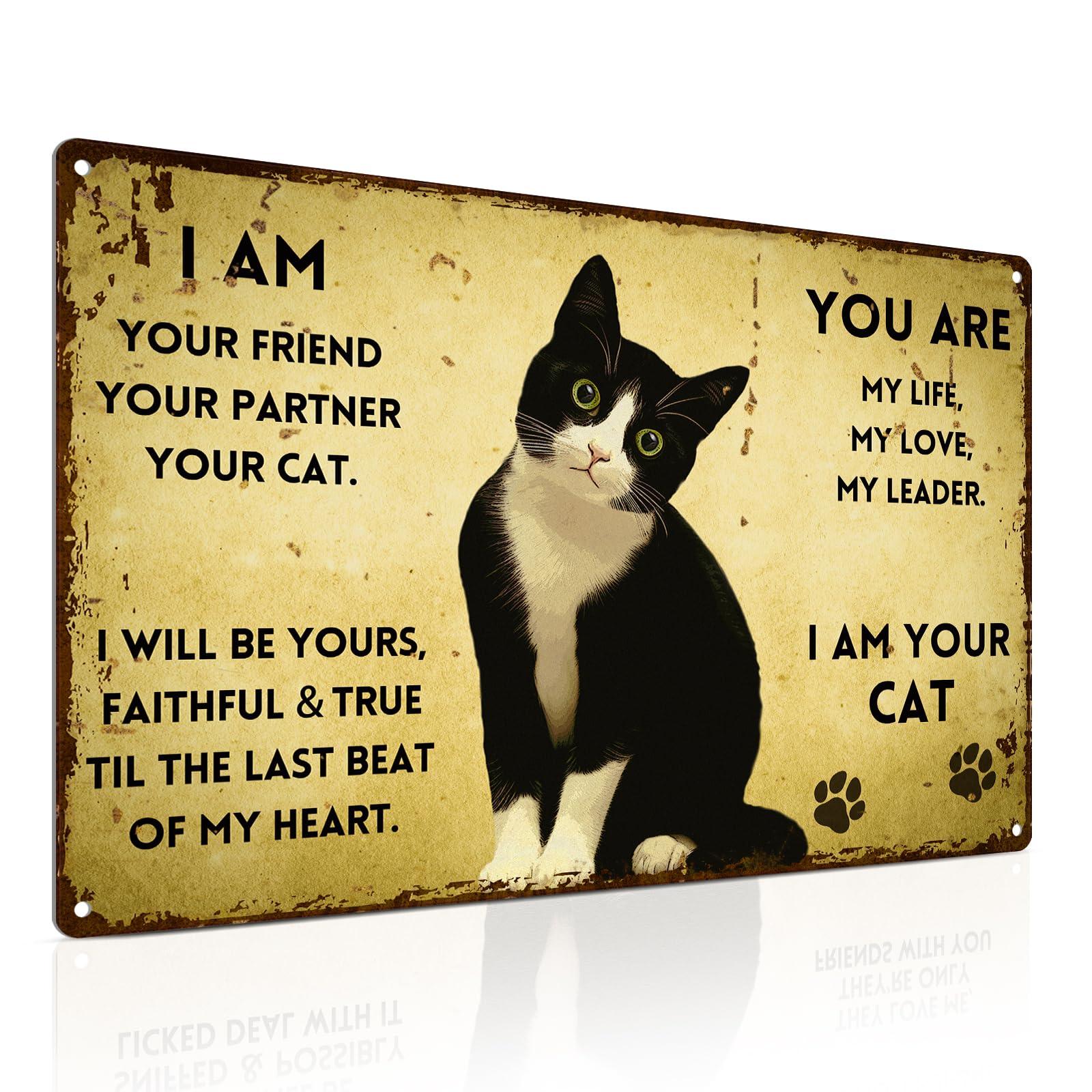 ALKB Vintage Tuxedo Cat Sign Lovely Cat Poster Cat Lover Gift Home Office Wall Decor 8 x 12 Inch