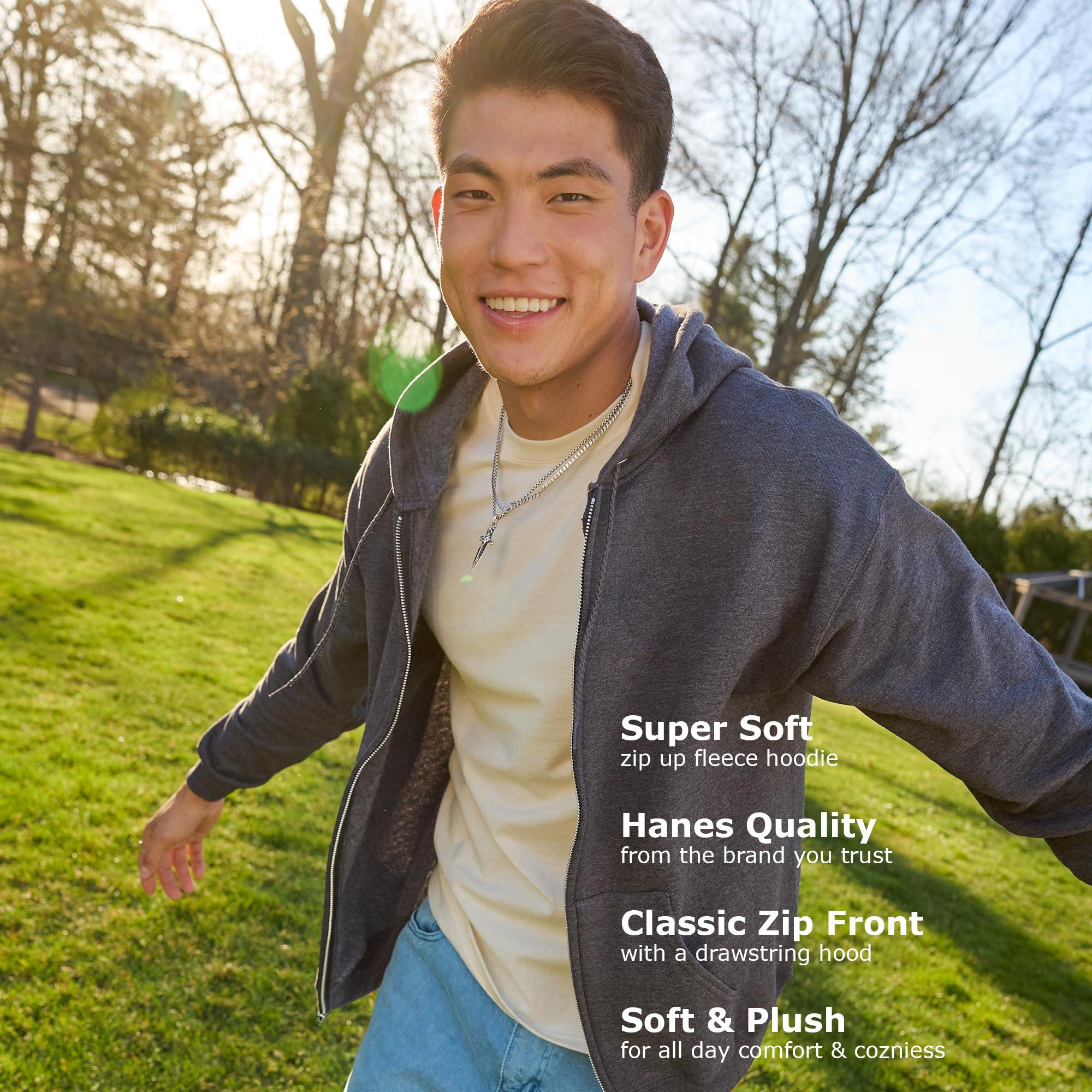Hanes Men's EcoSmart Fleece Full-Zip Hoodie Sweatshirt - Image 5