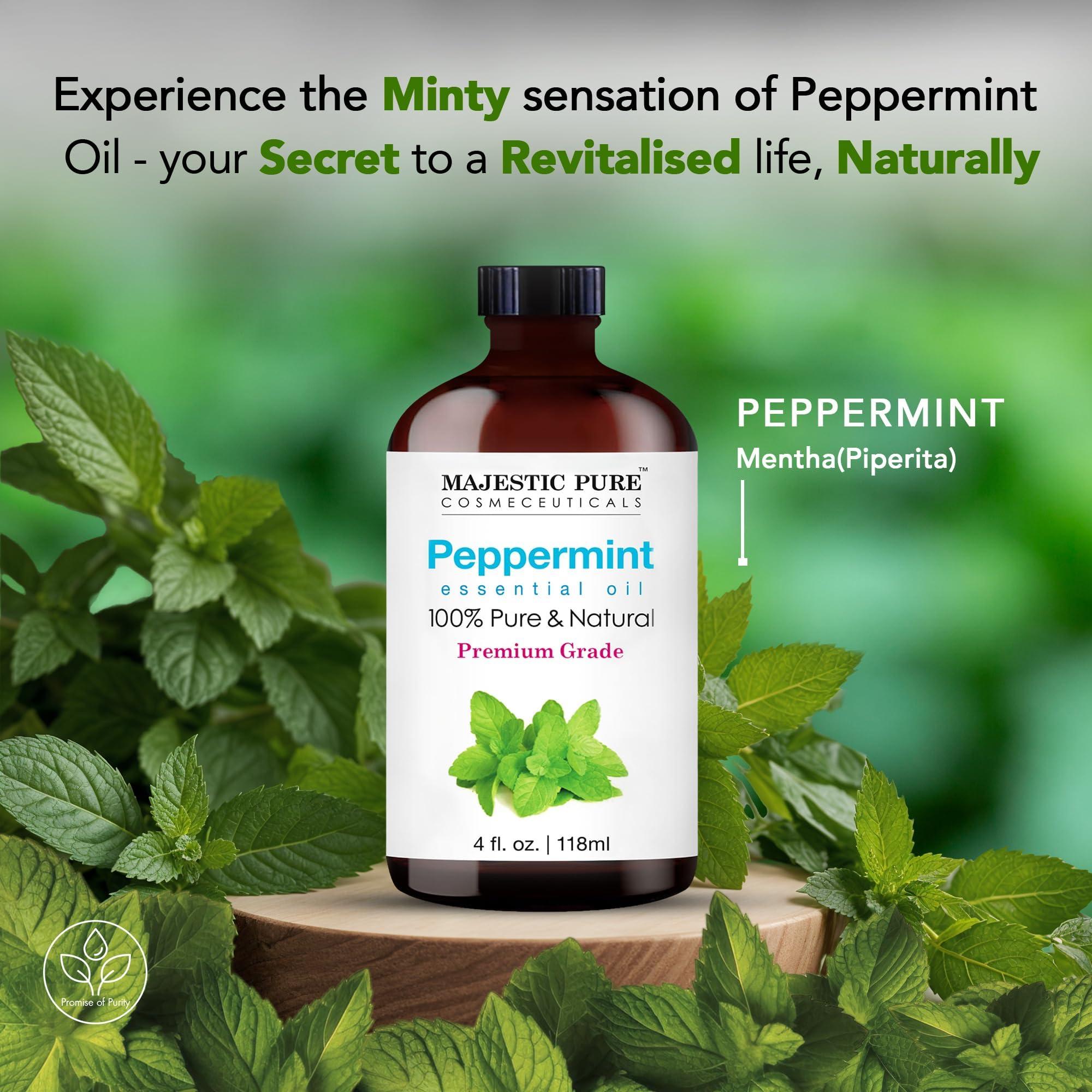 MAJESTIC PURE Peppermint Essential Oil with Glass Dropper | 100% Pure and Natural Peppermint Oil | Premium Grade Essential Oils for Diffusers, Skin, Aromatherapy, Massage | 4 Fl Oz - Image 3