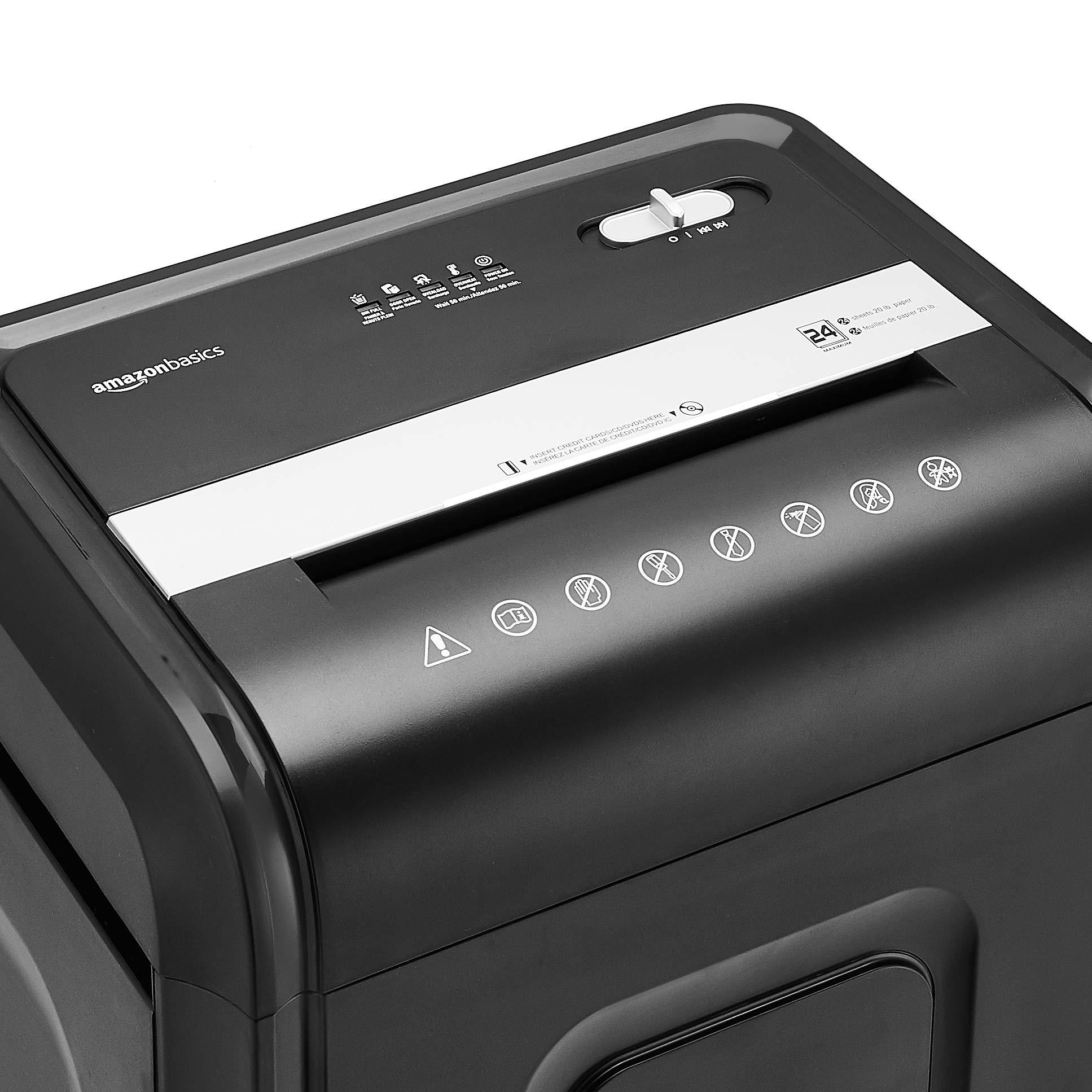 Amazon Basics 24 Sheet Cross Cut Paper, CD and Credit Card Home Office Shredder with Pullout Basket, Black - Image 3