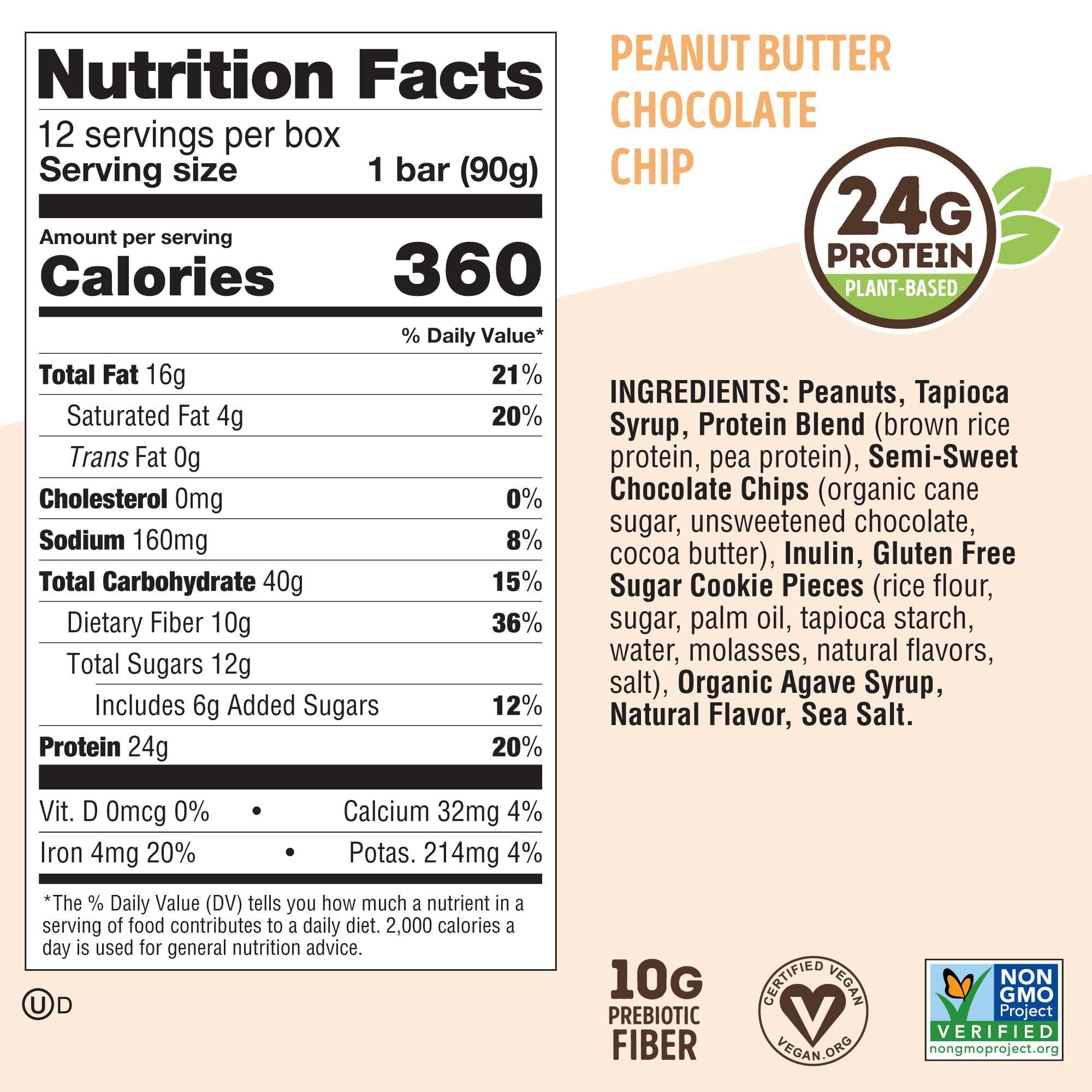 Lenny & Larry's Cookie-fied BIG BAR 90g, Peanut Butter Chocolate Chip 12-pack 24 grams Plant-Based Protein XL Vegan Snack Bars, 10g Prebiotic Fiber Non-GMO, Kosher - Image 5