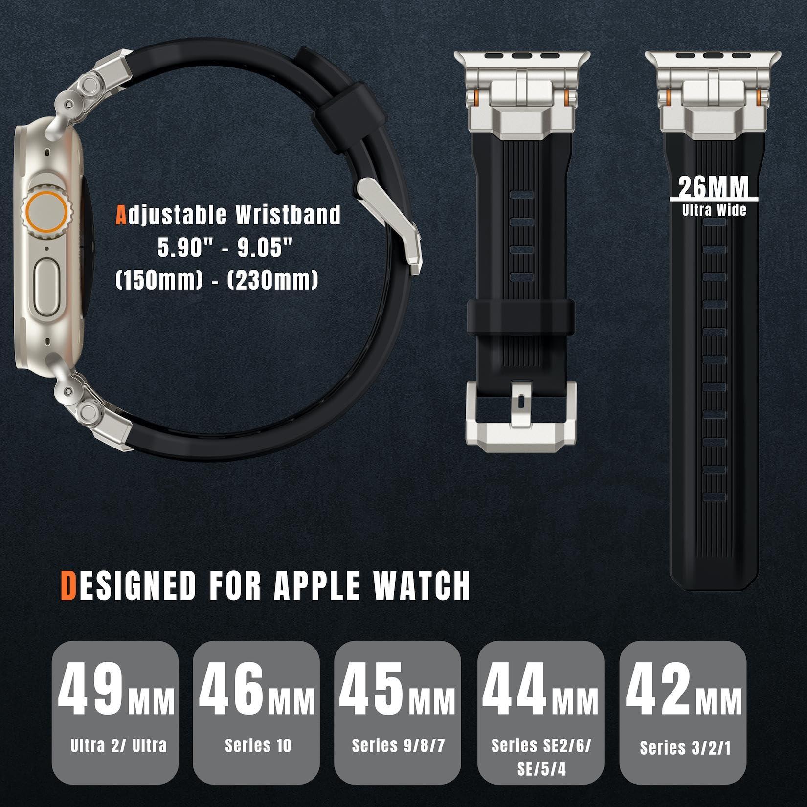 Bandletic Magnetic Watchband + Sport Rugged Strap Compatible with Apple Watch Ultra 2/Ultra Band 49mm - Waterproof Strap for for iWatch Series SE2/SE/10/9/8/7/6/5 46mm 45mm 44mm 42mm (Series 3/2/1) - Image 9