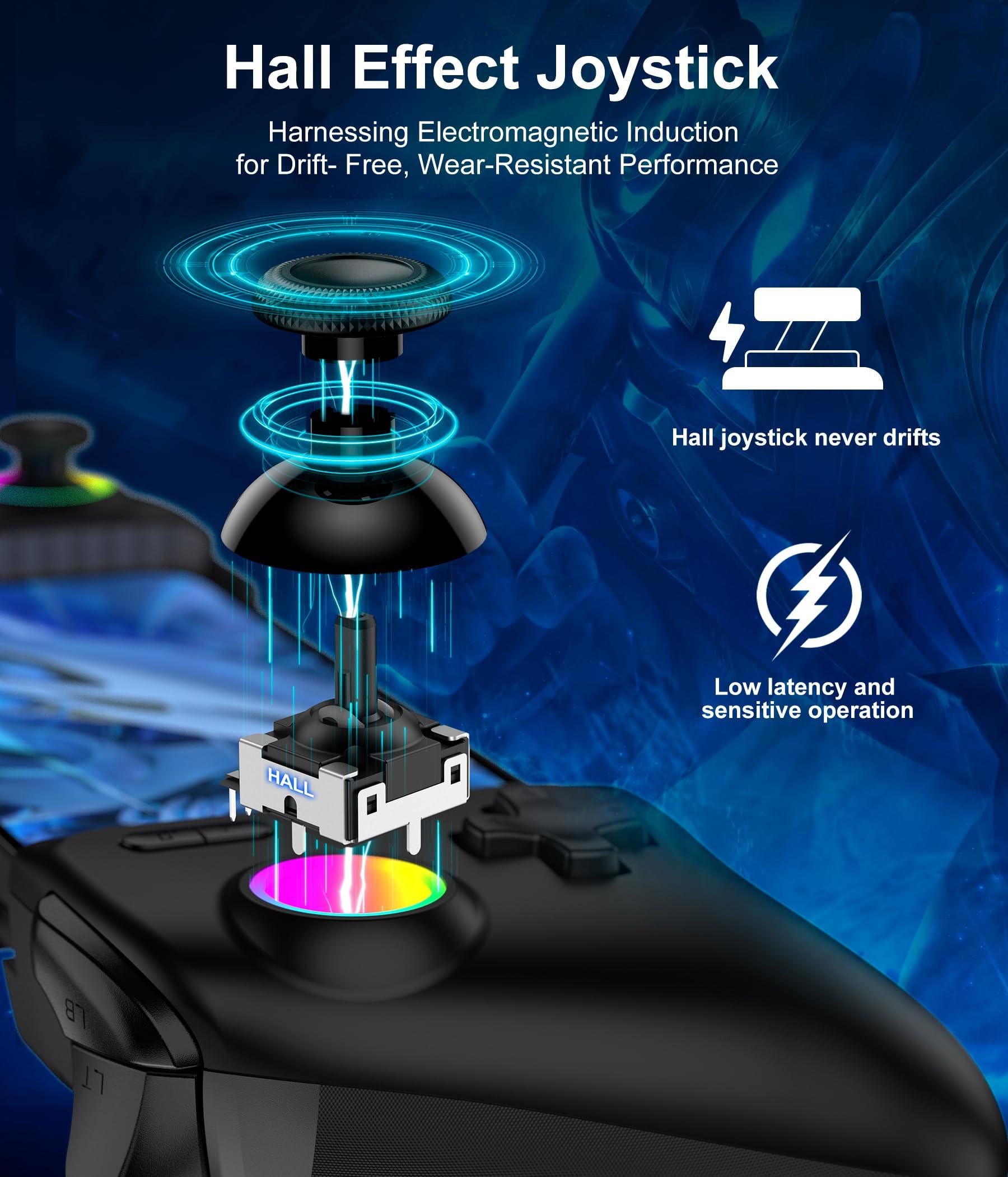 Phone Controller - Mobile Gaming Controller with Hall Effect Joysticks & Triggers,Cool Dynamic Light - No Dead Zone,800mAh Battery,Retractable Phone Case Support, Controller for iphone and Android - Image 2