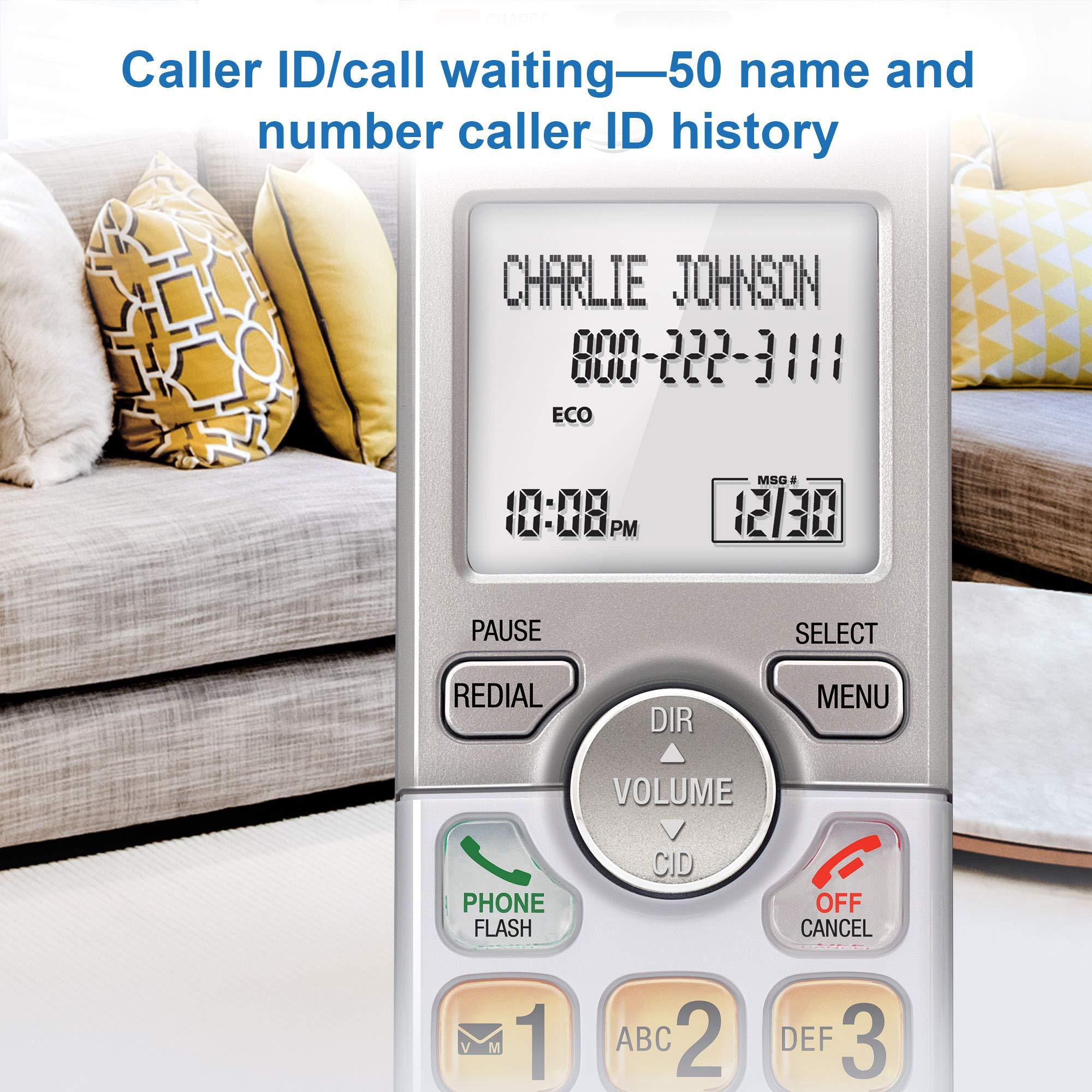 AT&T EL51203 2 Handset DECT 6.0 Cordless Home Phone Full-Duplex Handset Speakerphone, Backlit Display, Lighted Keypad, Caller ID/Call Waiting, Phonebook, Eco Mode, Voicemail Key, Quiet Mode,Intercom - Image 5