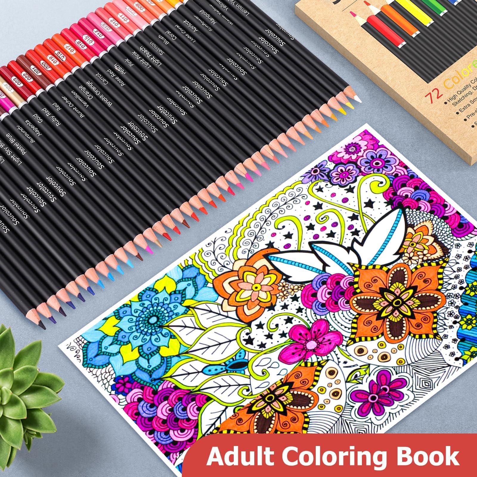 Soucolor 72-Color Colored Pencils for Adult Coloring Books, Back to School Supplies, Soft Core, Artist Drawing Sketching Pencils Set, Art Supplies Kit Gifts for Kids Teens Beginners Blending Shading - Image 2